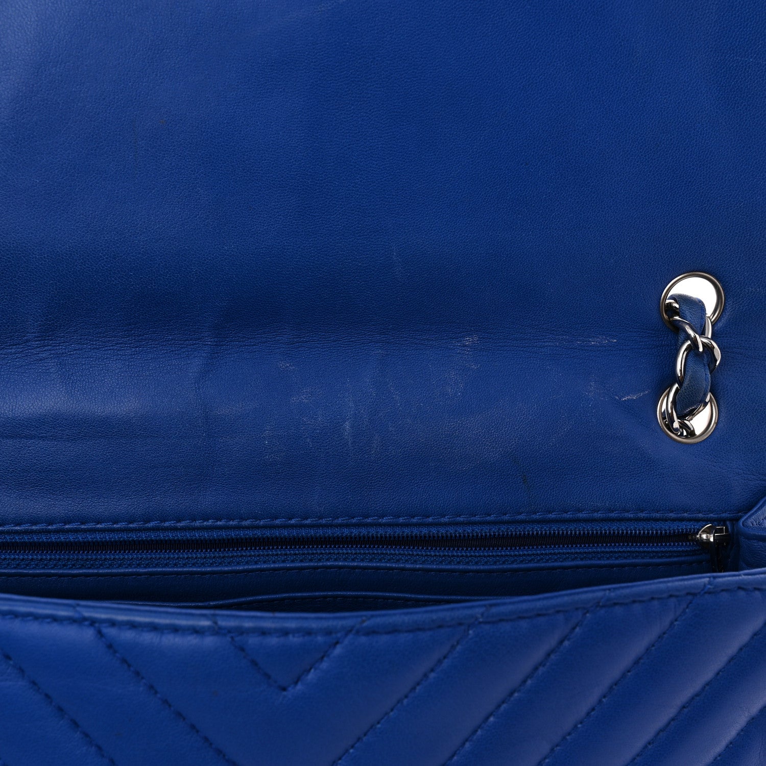 Lambskin Chevron Quilted Maxi Single Flap Blue