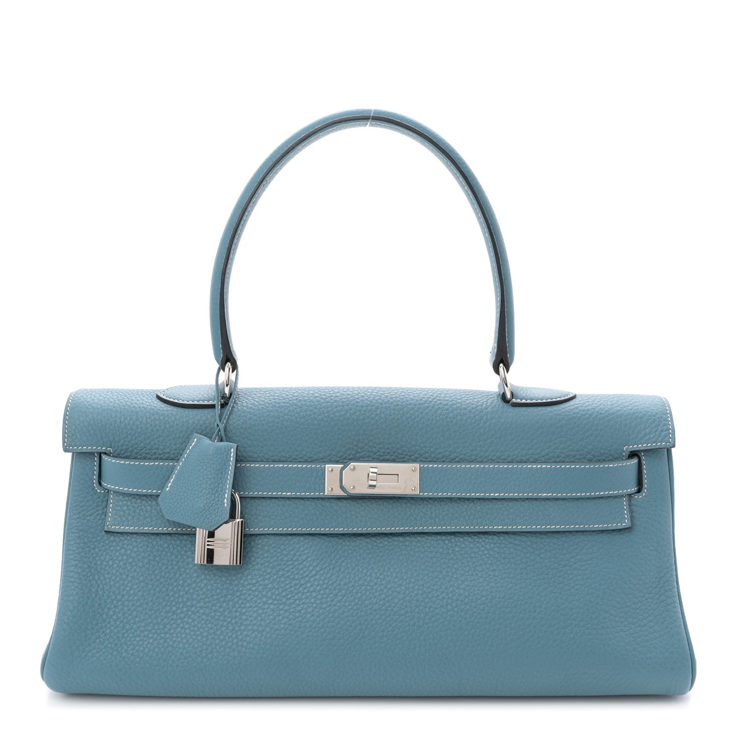 Taurillon Clemence Shoulder Kelly 42 Blue Jean