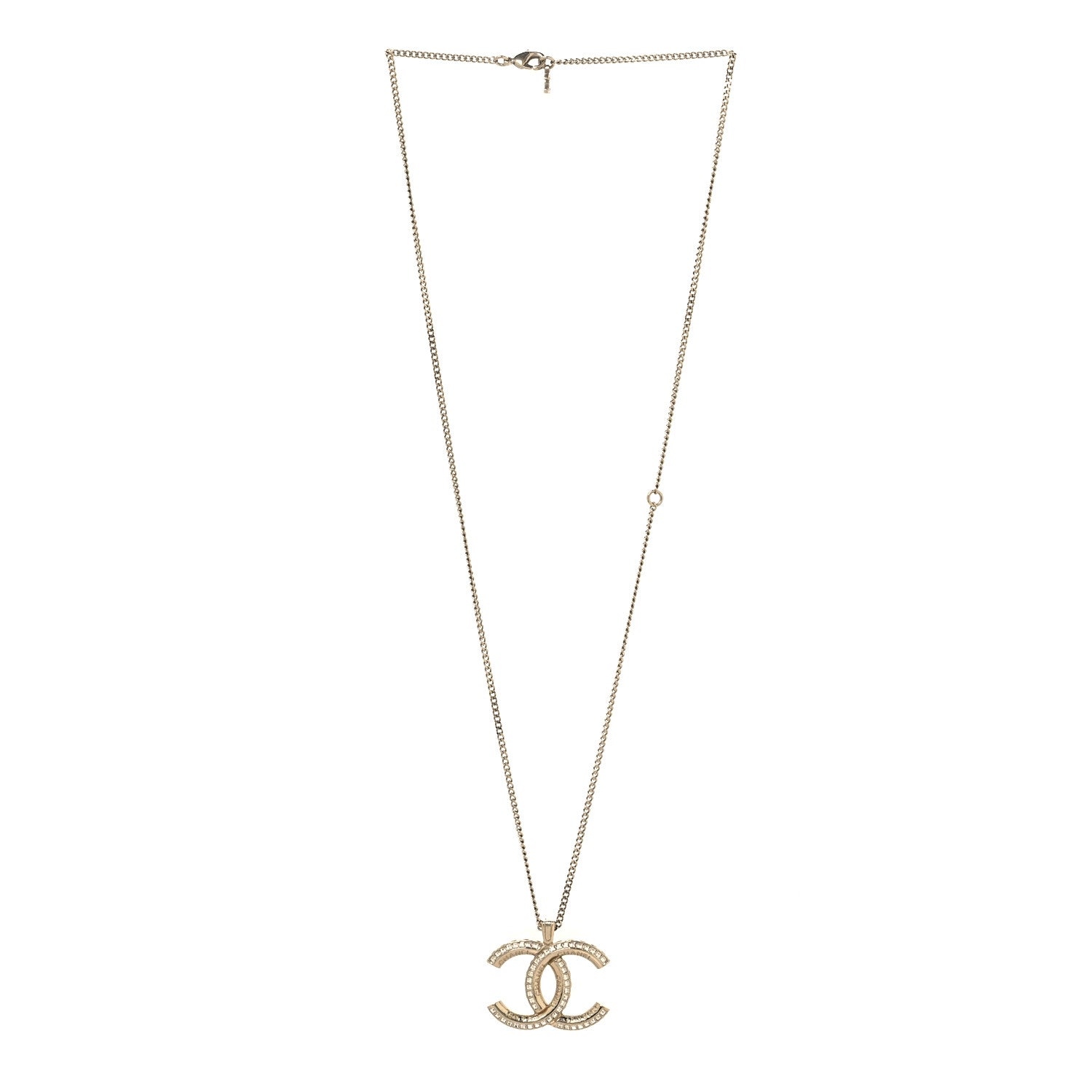 Metal Quilted CC Necklace Gold
