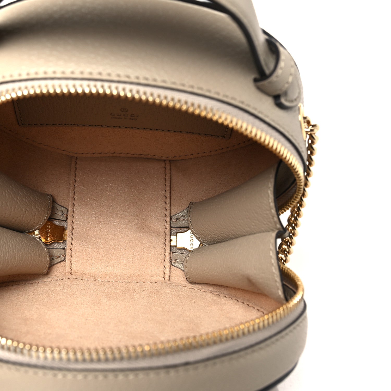 GG Supreme Monogram Top Handle Web Mini Ophidia Round Shoulder Bag Beige Mystic White