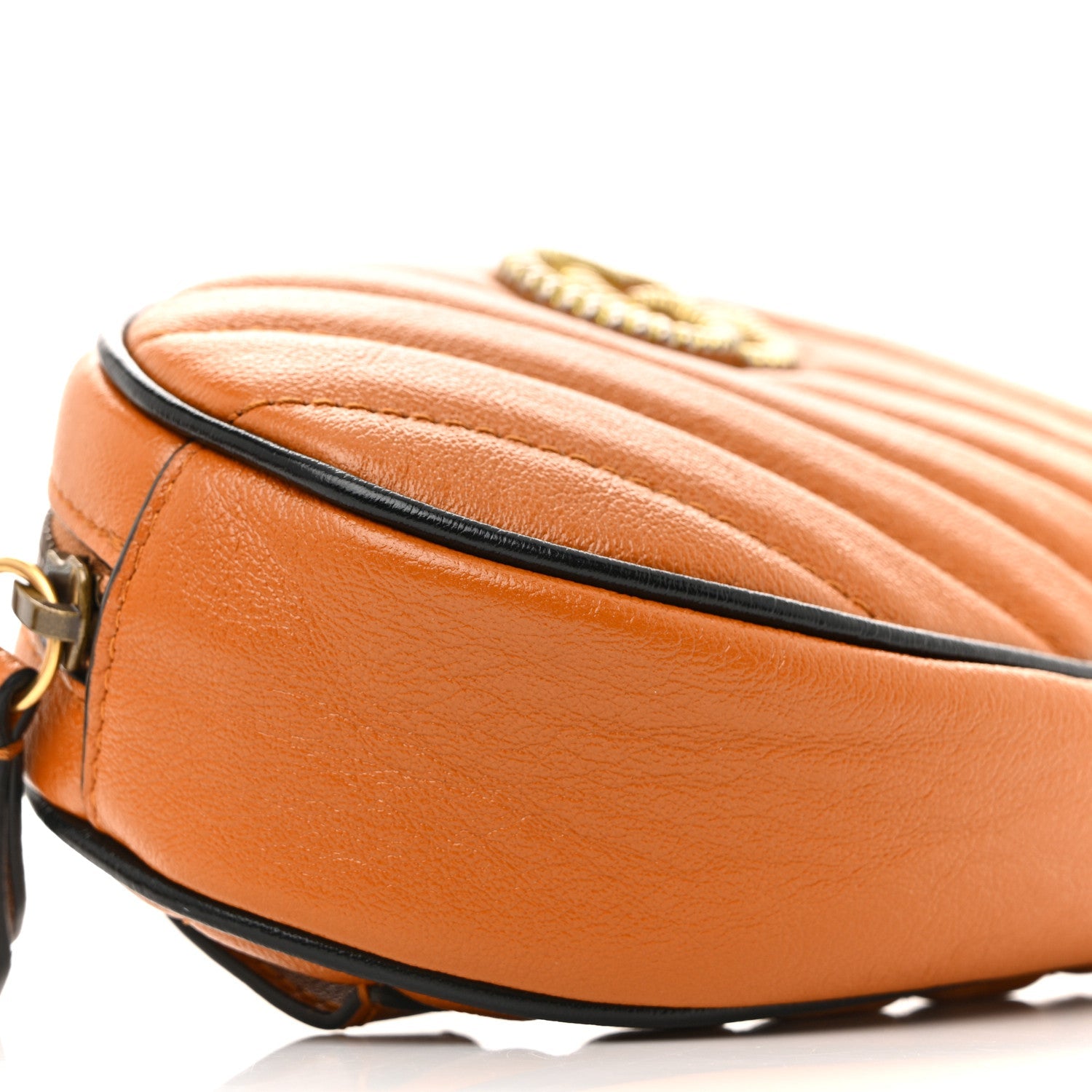 Vintage Effect Calfskin Matelasse Diagonal Torchon GG Marmont Belt Bag 65 25 Cognac
