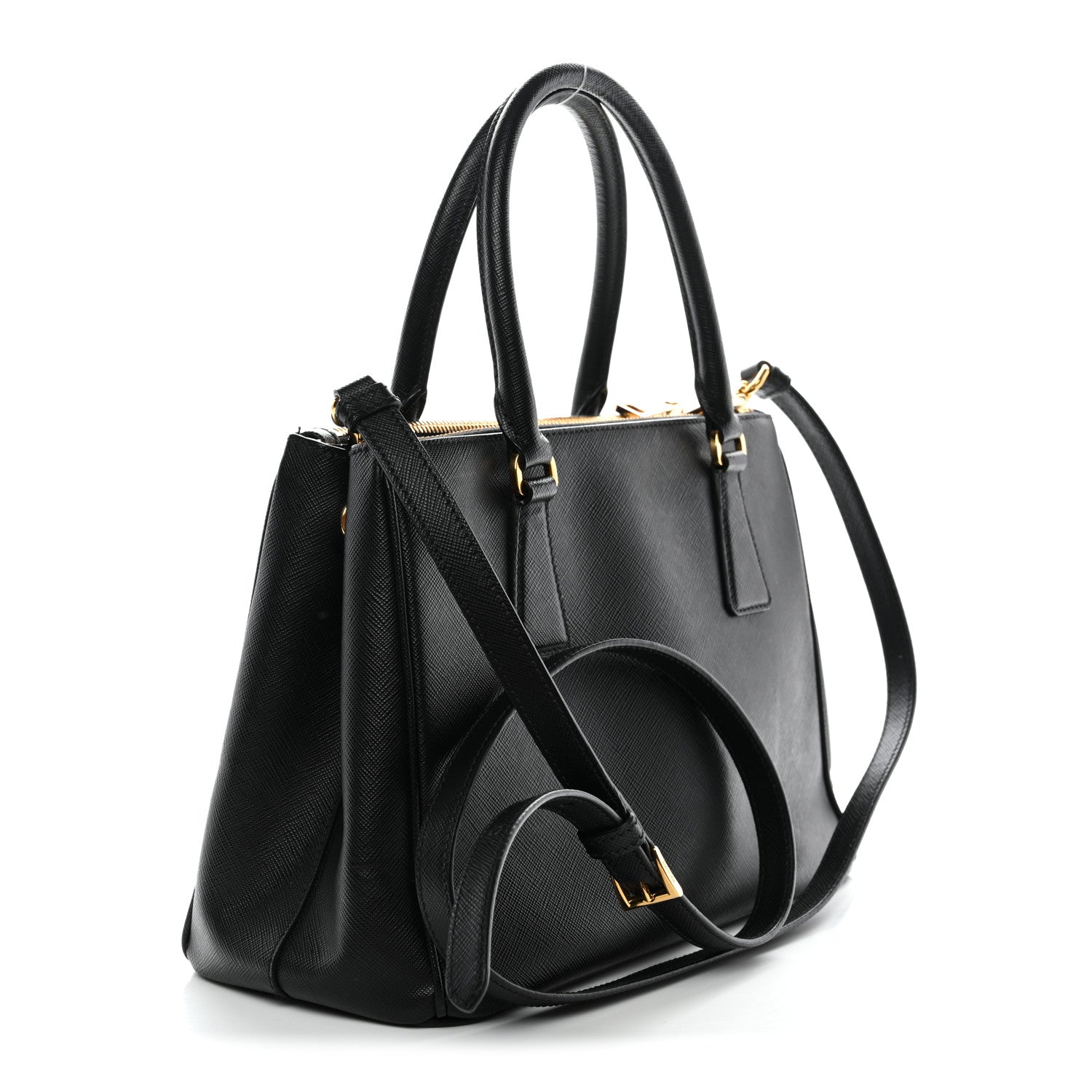 Saffiano Small Galleria Double Zip Tote Black