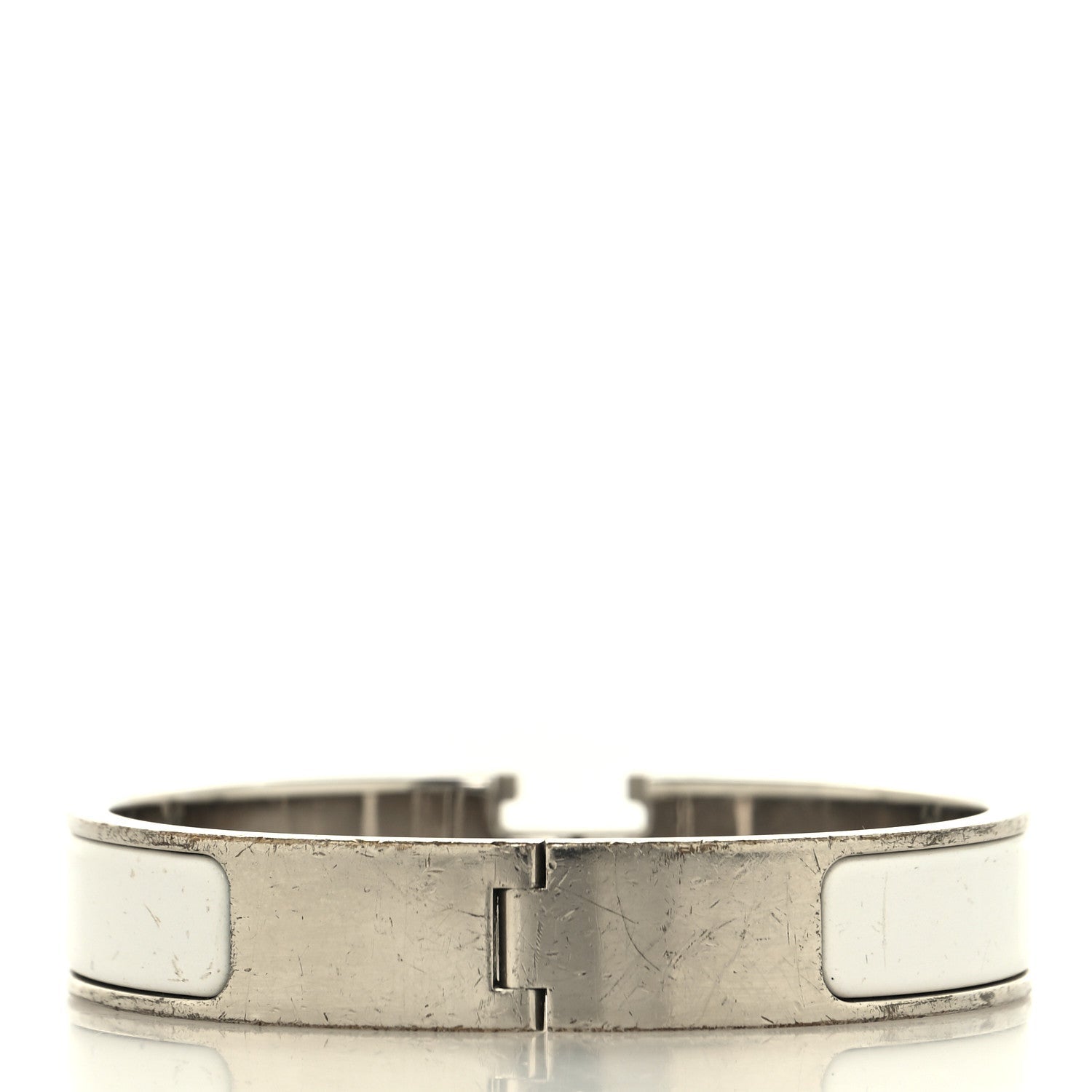Enamel Narrow Clic Clac H Bracelet PM White
