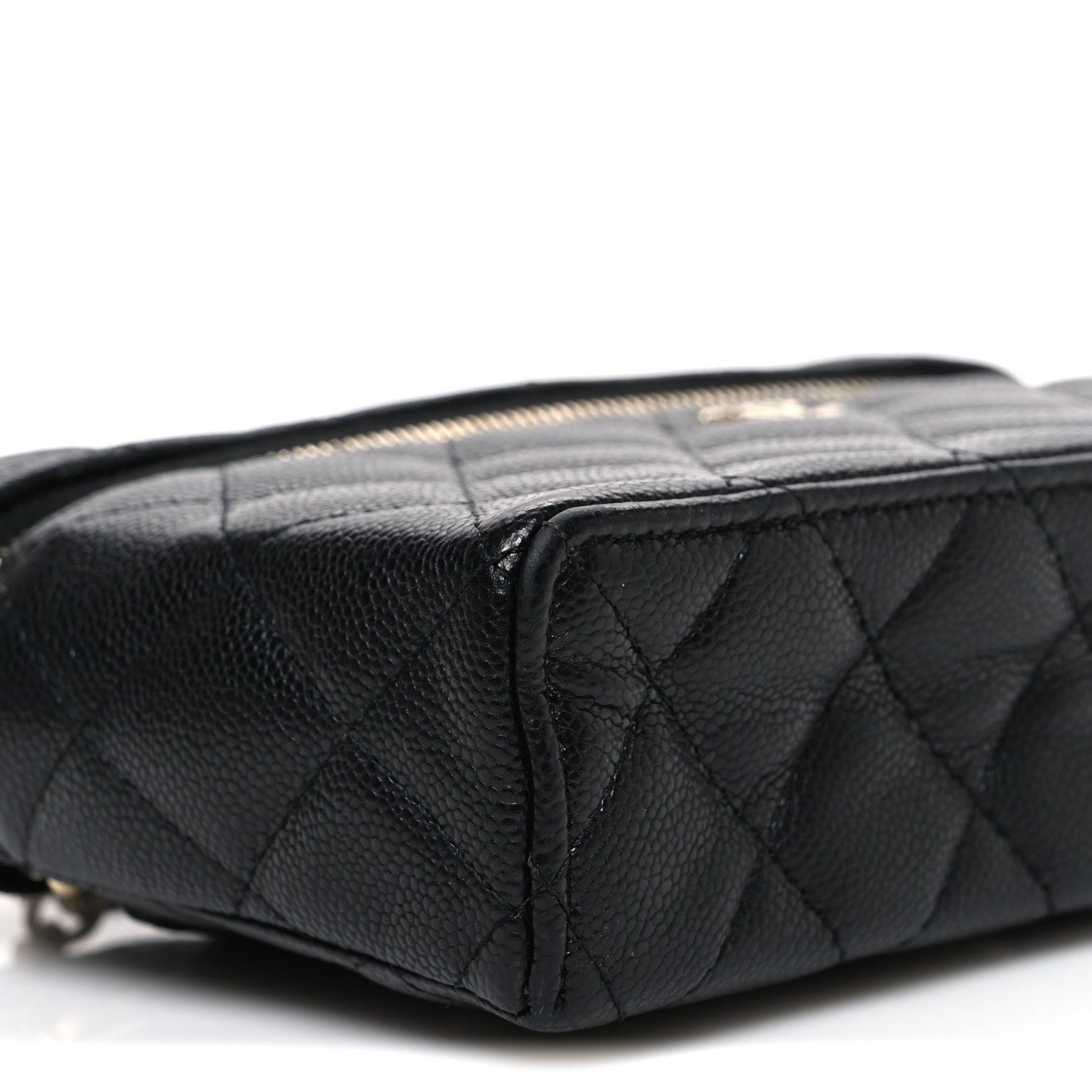 Caviar Quilted Top Handle Slim Vanity With Chain Black