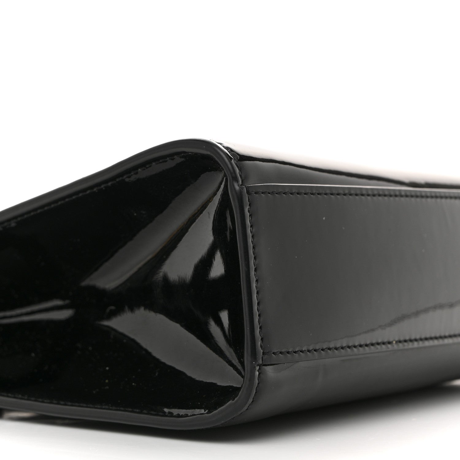 Patent Calfskin Manhattan Shoulder Bag Black