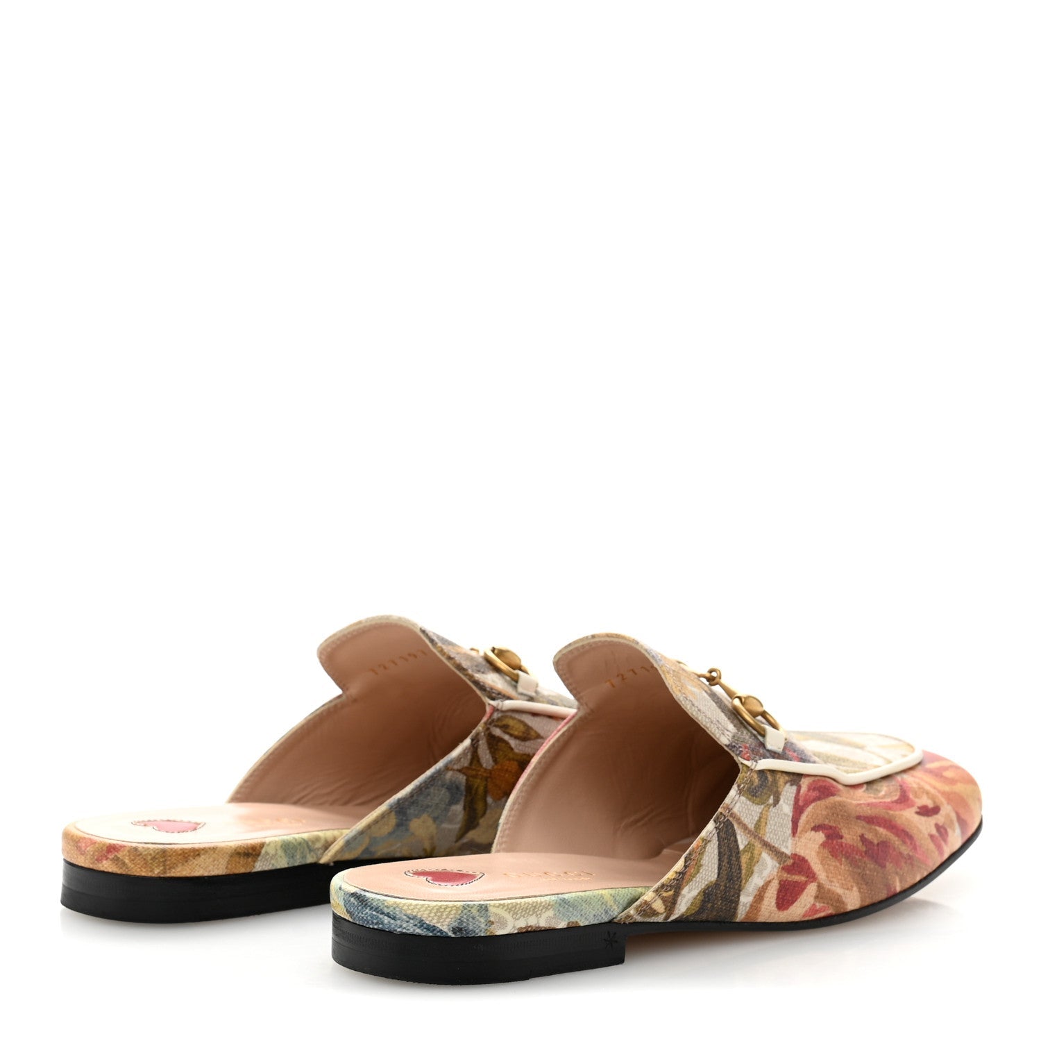 GG Supreme Monogram Malaga Kid Water Flora Womens Princetown Slippers 36.5 Beige White Multicolor Mystic White
