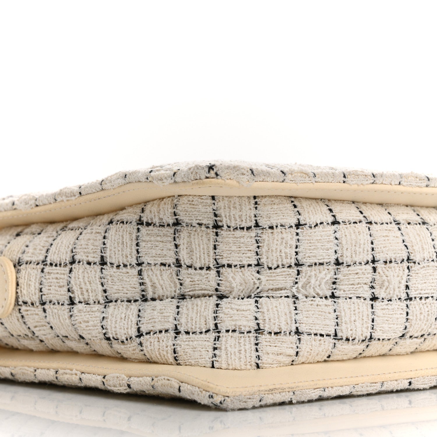 Tweed Resin Small Zipped Shopping Bag White Black