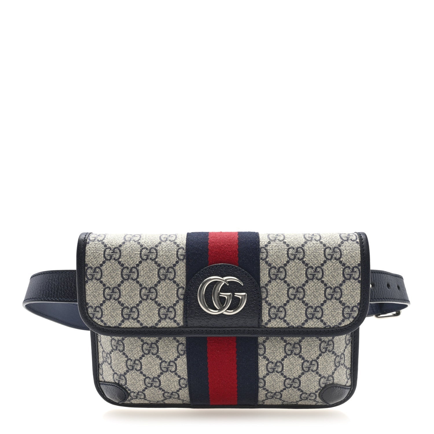 GG Supreme Monogram Web Small Ophidia Belt Bag 90 36 Beige Navy