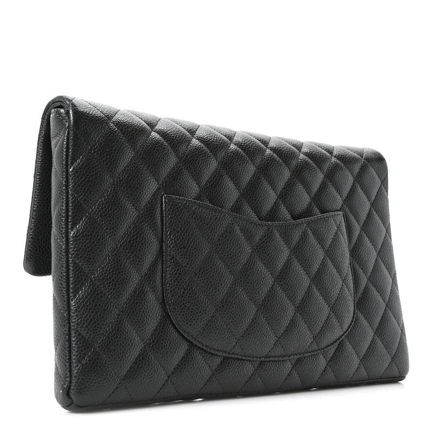 Caviar Quilted Flap Clutch Dark Grey
