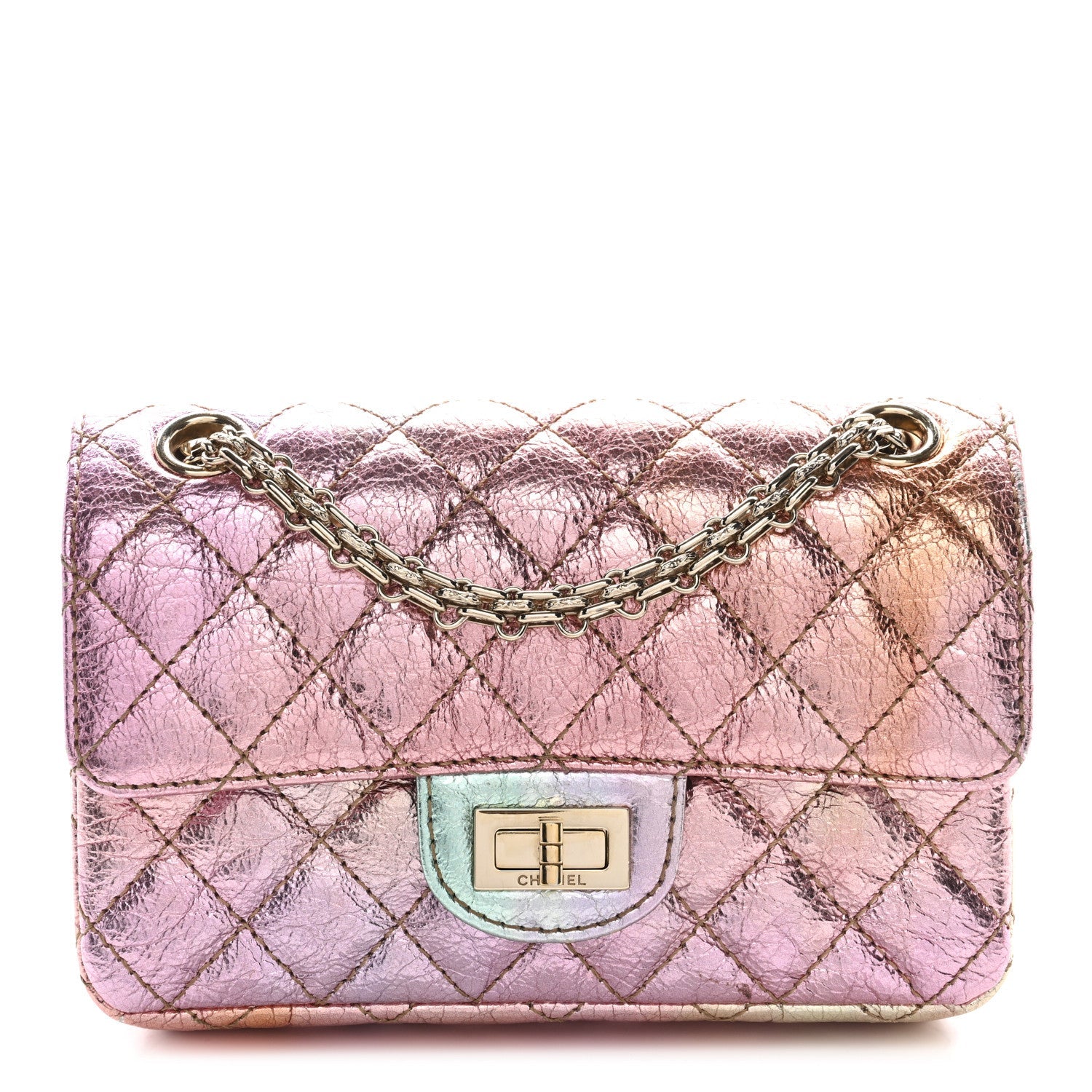 Metallic Goatskin Quilted Mini 2.55 Reissue Flap Multicolor
