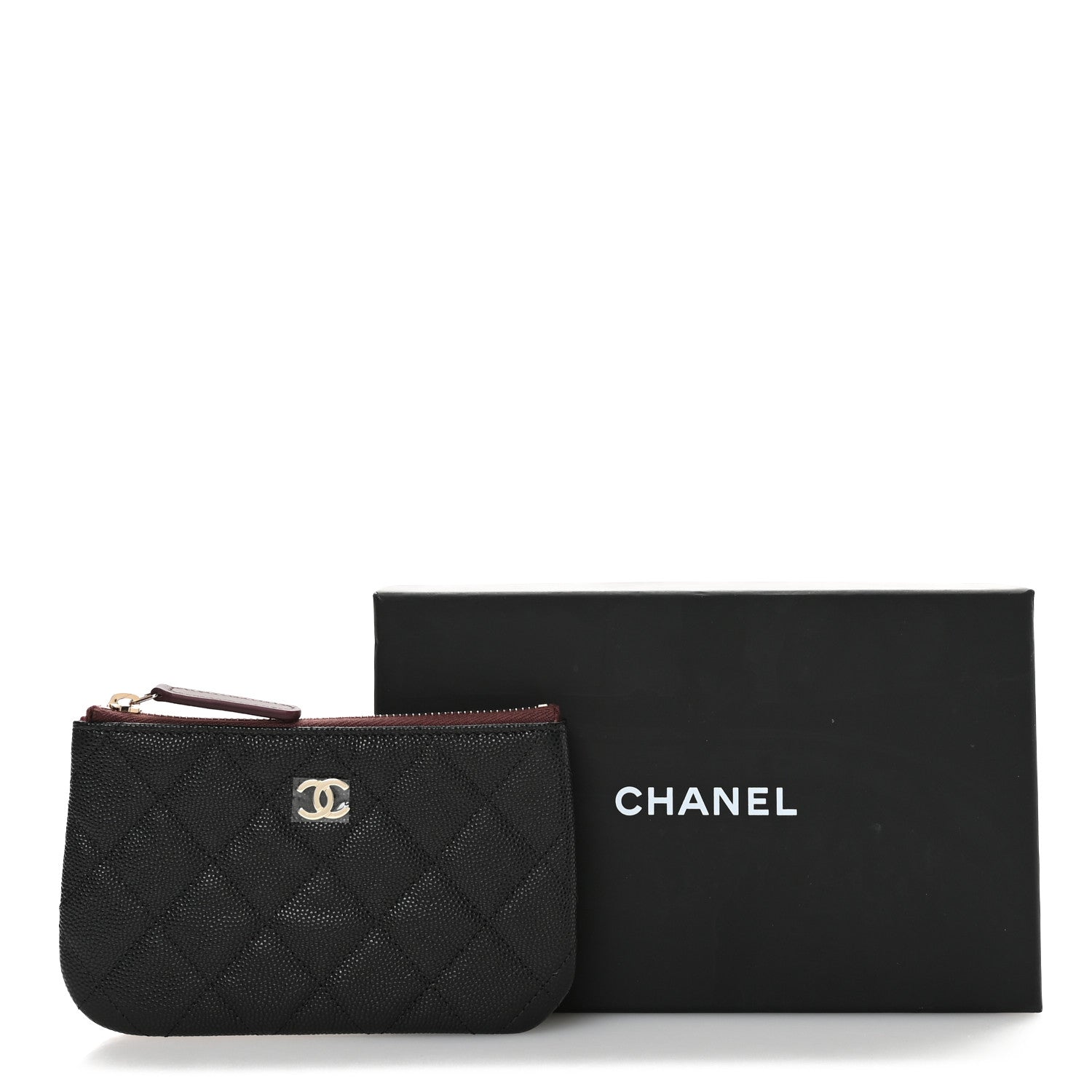 Caviar Quilted Small Cosmetic Case Black