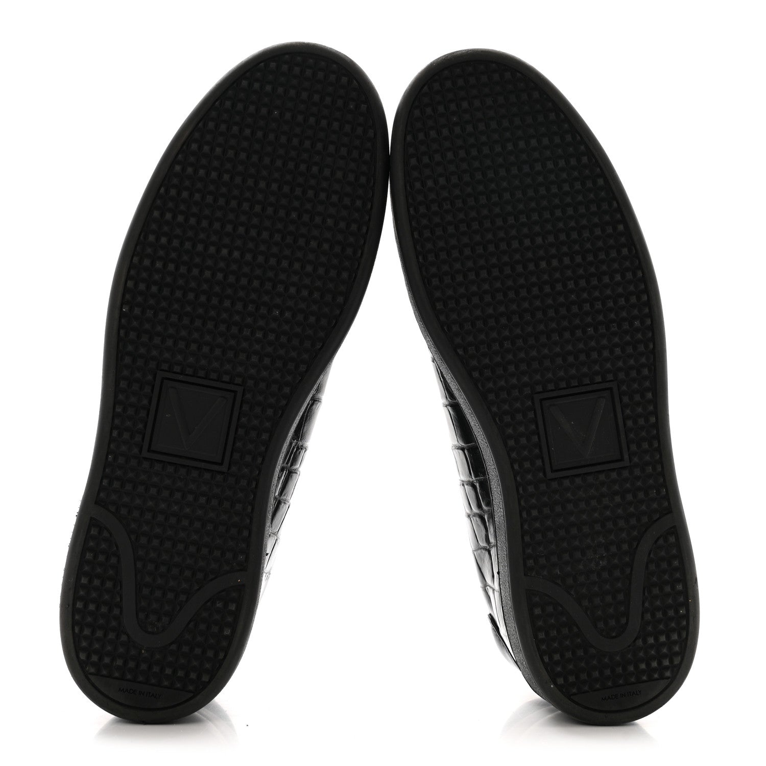 Calfskin Crocodile Embossed Frontrow Mens Sneakers 8 Black