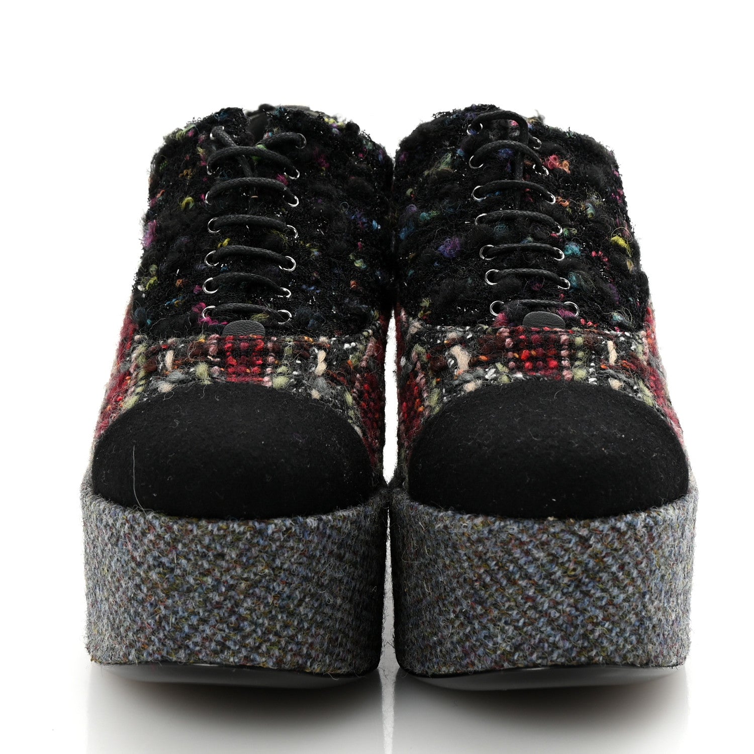 Tweed Lace Up Platform Oxford 39 Multicolor