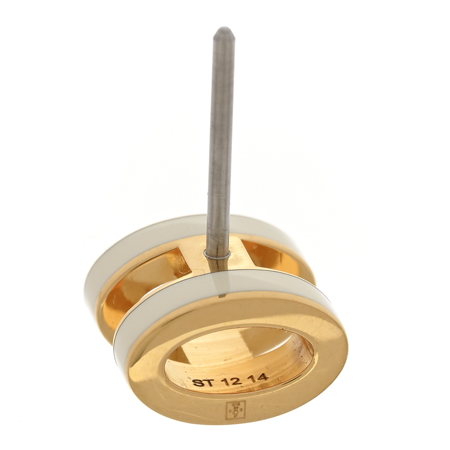 Gold Lacquered Pop H Earrings White