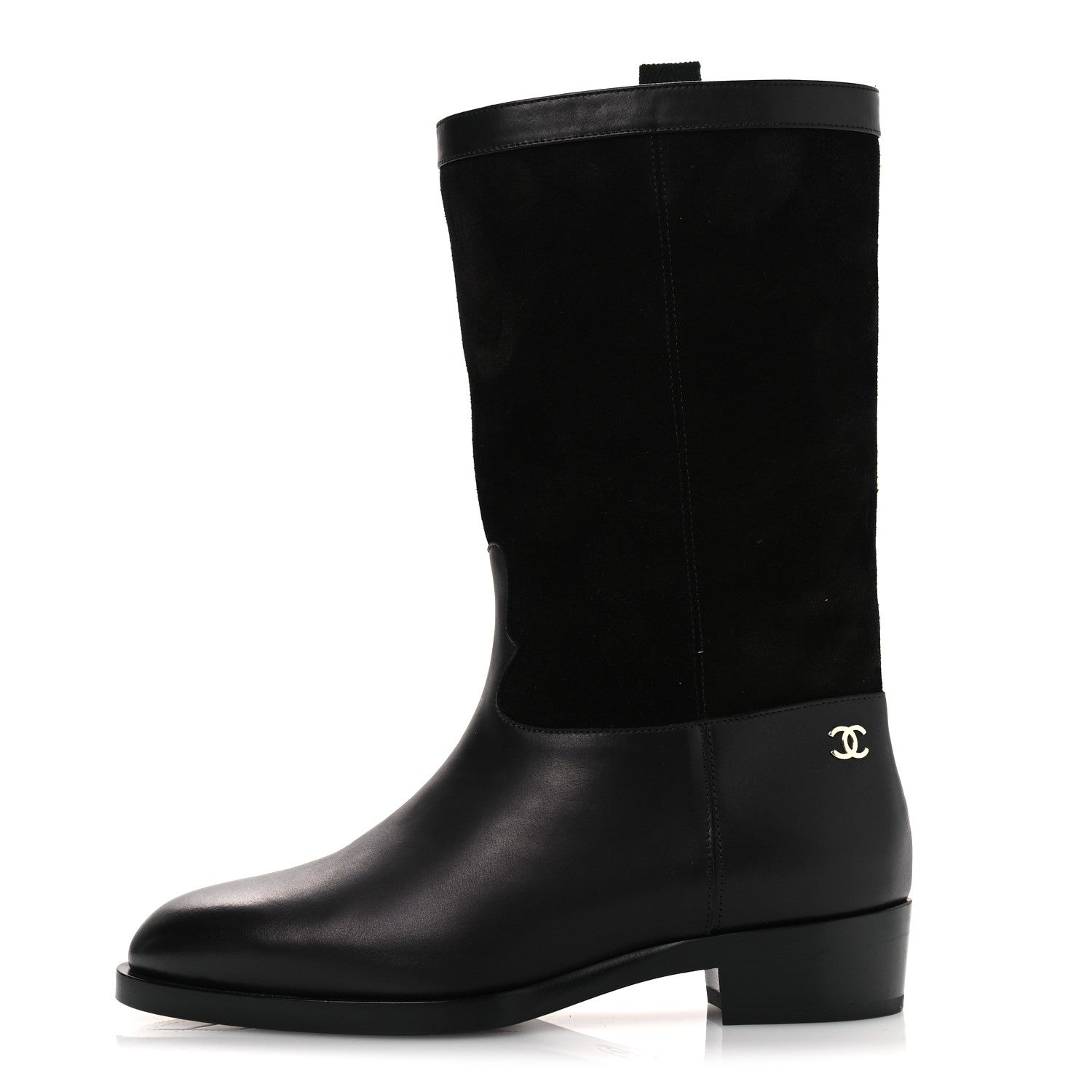 Suede Calfskin CC Short Boots 37 Black
