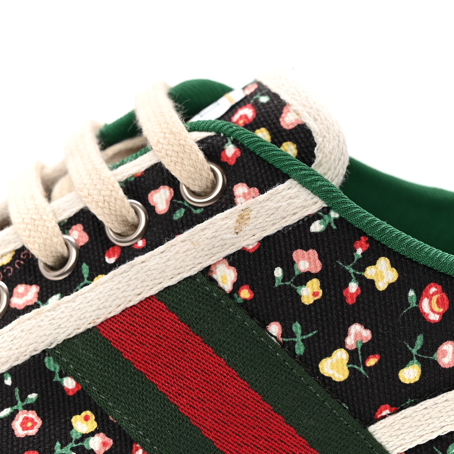 X LIBERTY OF LONDON Canvas Web Holly Print Womens 1977 Tennis Sneakers 38.5 Black Peach Mystic White