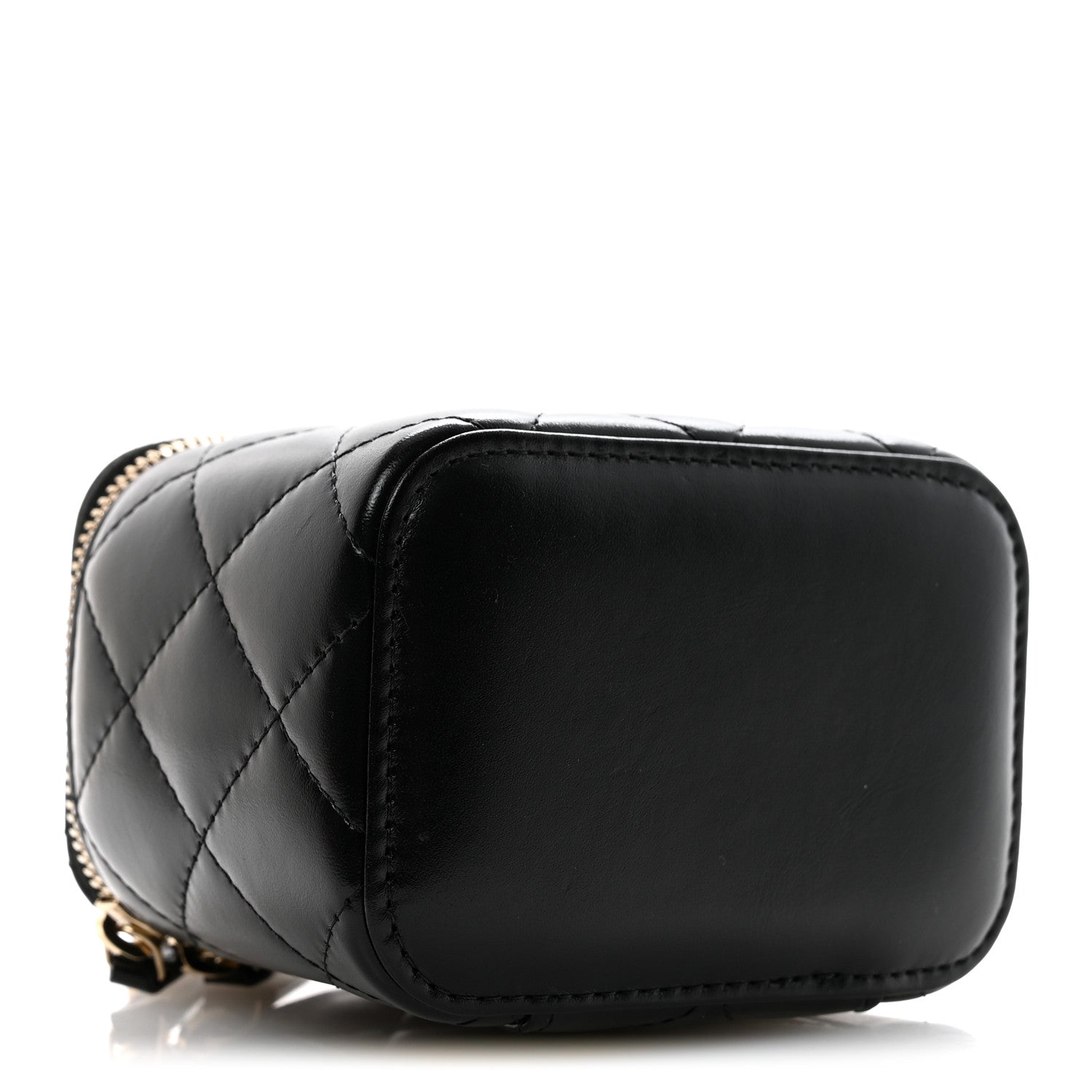 Calfskin Quilted Mini Perfect Fit Vanity Case With Chain Black
