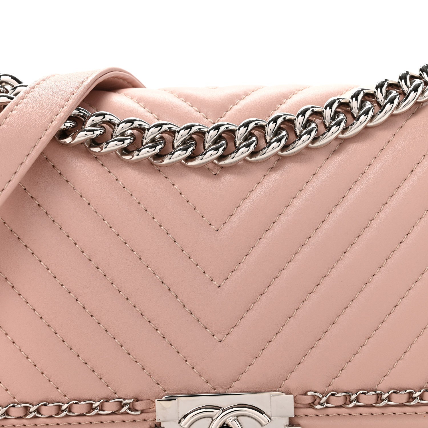Calfskin Chevron Tweed Medium Boy Flap Pink