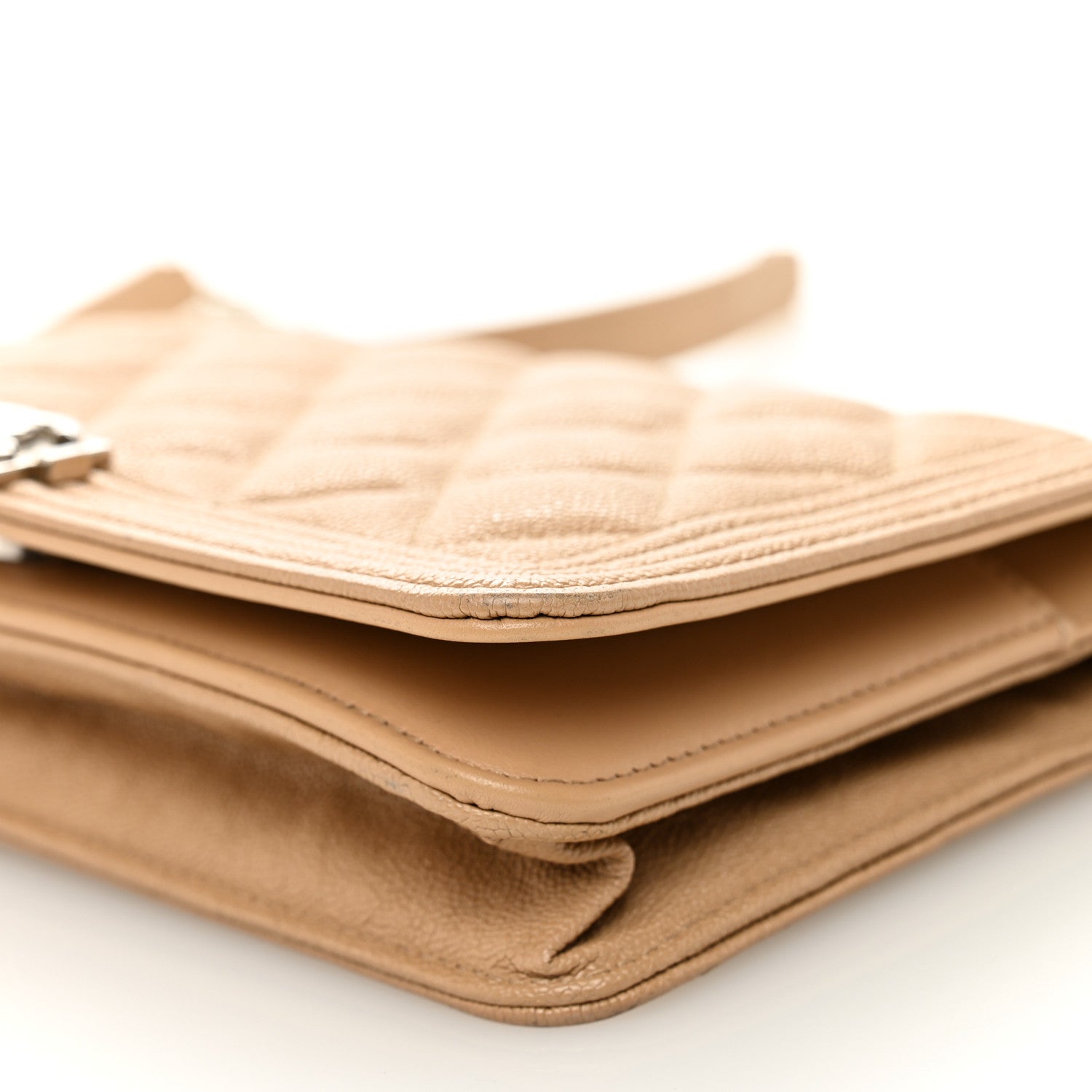 Caviar Quilted Boy Wallet On Chain WOC Dark Beige