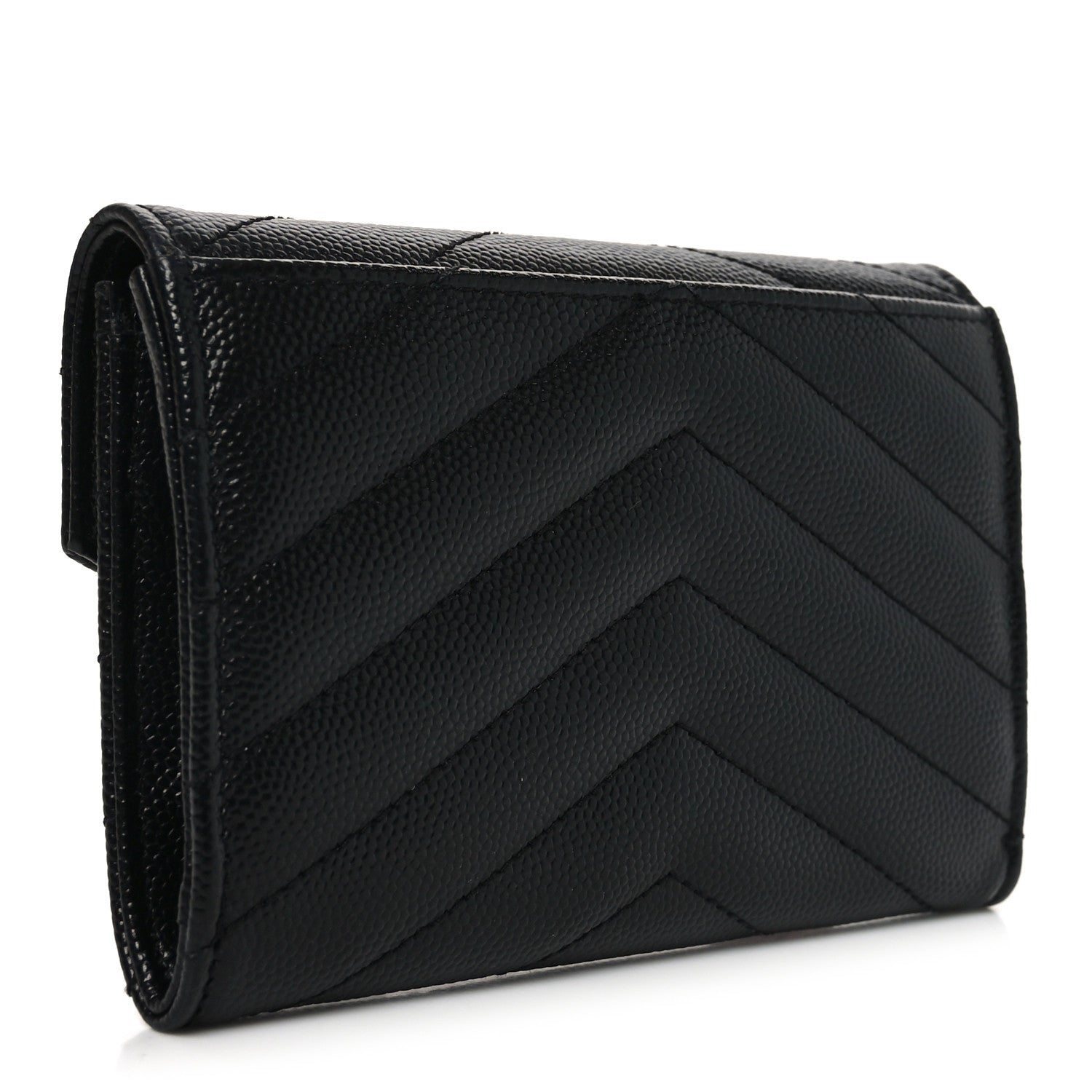 Grain De Poudre Matelasse Chevron Small Monogram Envelope Wallet Black