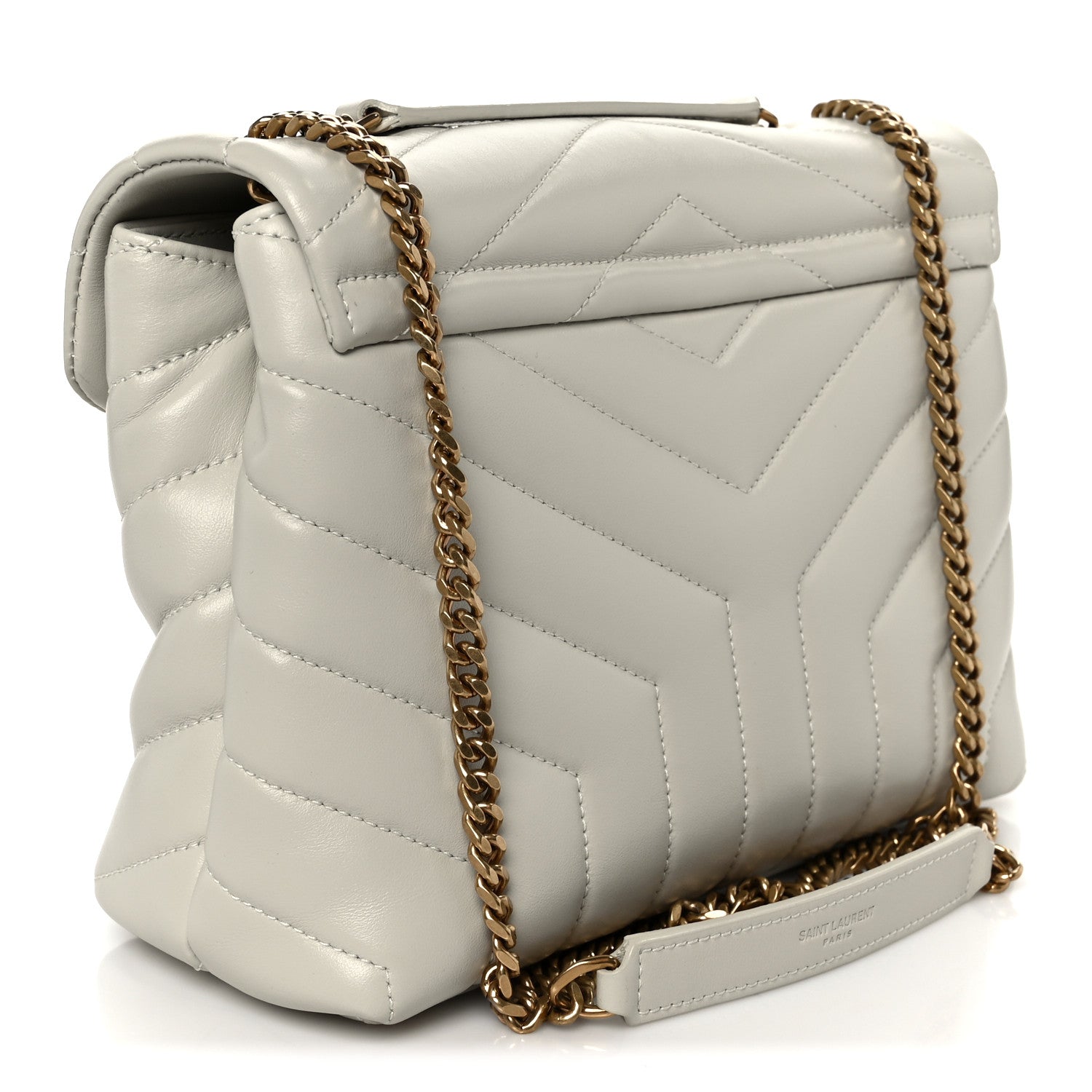 Calfskin Y Quilted Monogram Small Loulou Chain Satchel Blanc Vintage