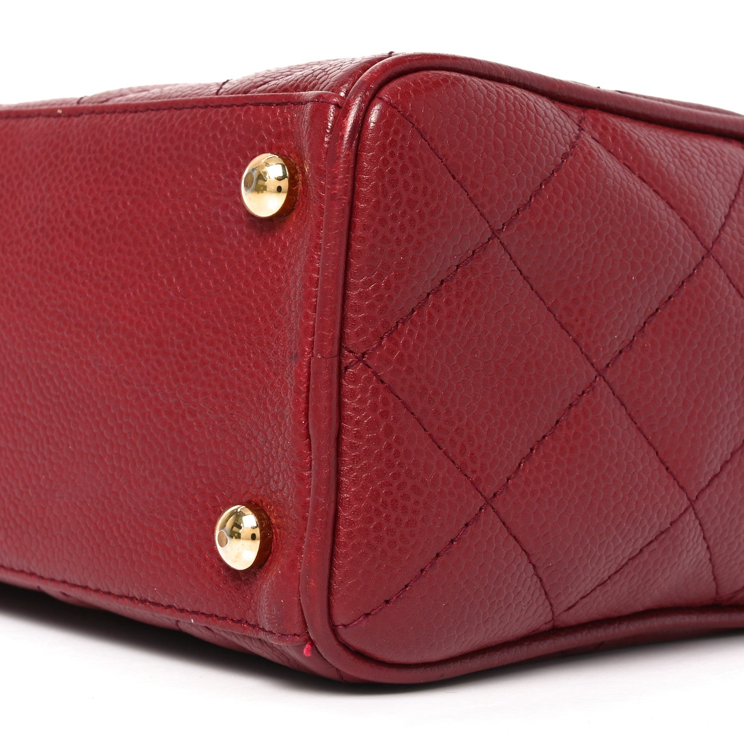 Caviar Quilted Small Bowler Dark Red