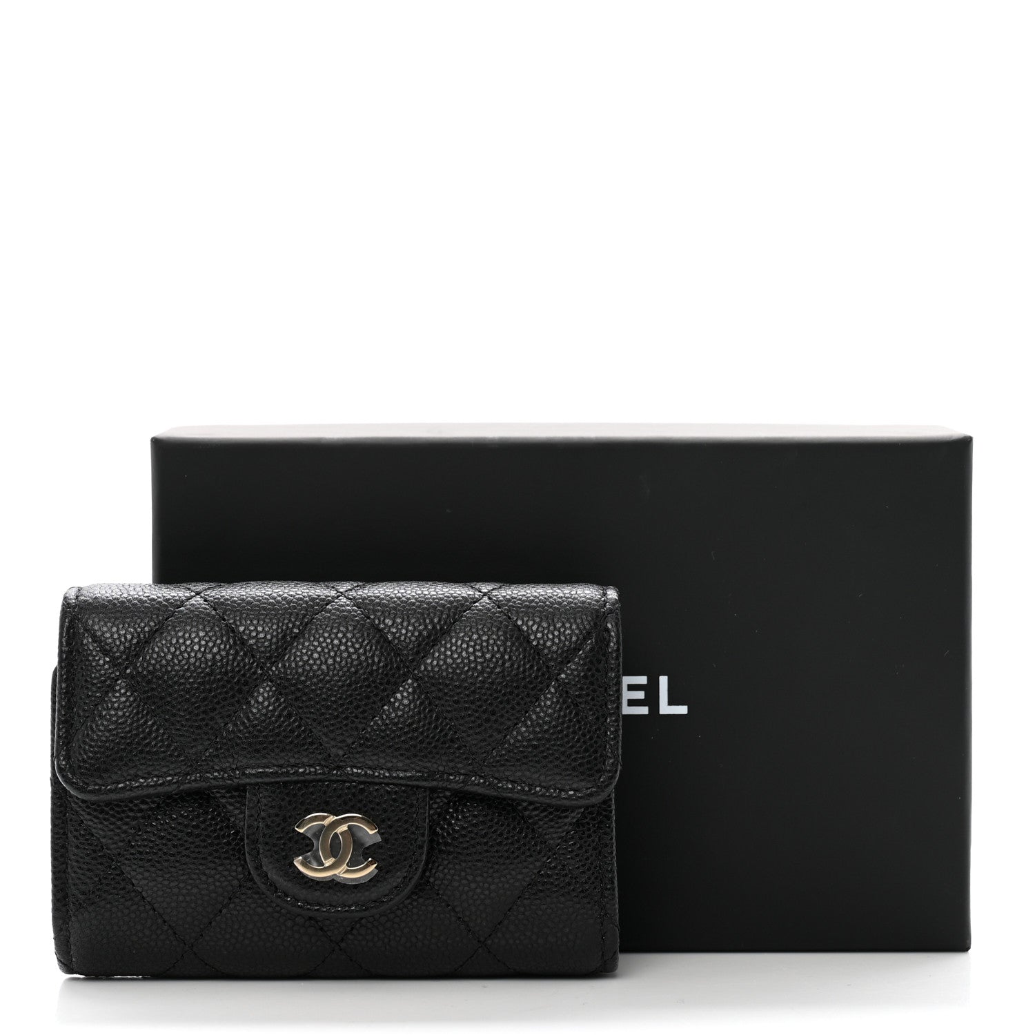 Caviar Quilted Classic 4 Key Holder Wallet Black