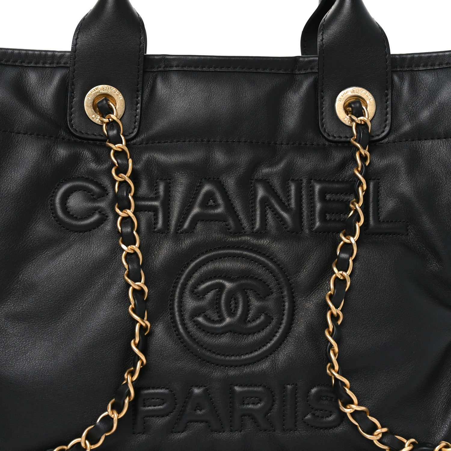 Calfskin Small Deauville Tote Black