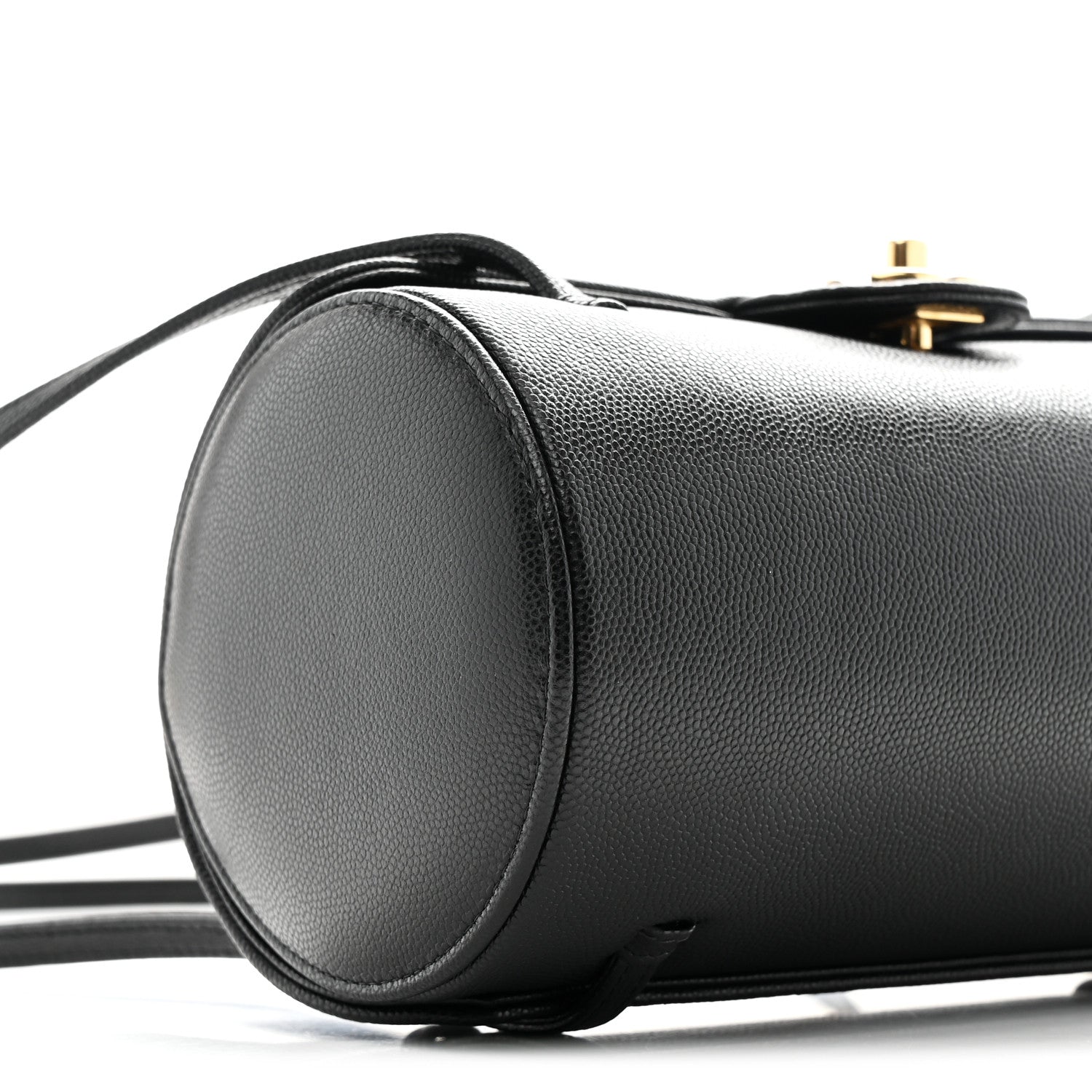 Shiny Caviar Preppy Coco Small Bowling Bag Black