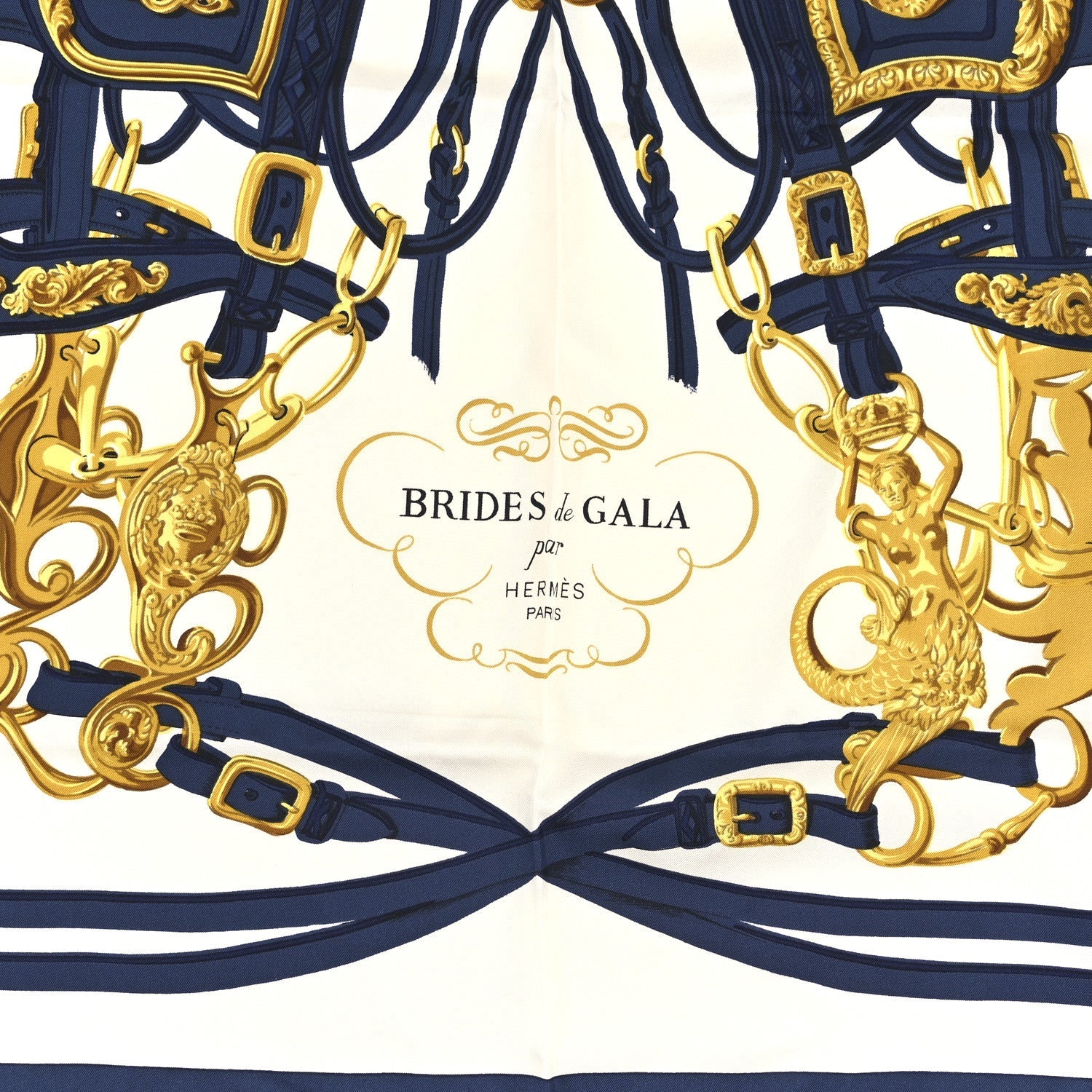 Silk Brides De Gala Scarf 90 Bleu Vif White Or