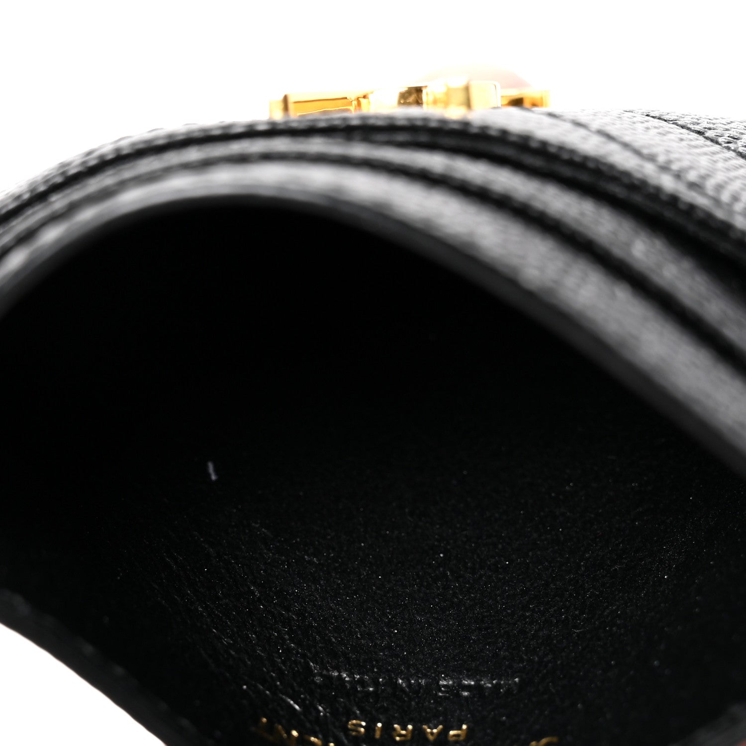 Grain De Poudre Matelasse Chevron Monogram Credit Card Case Black