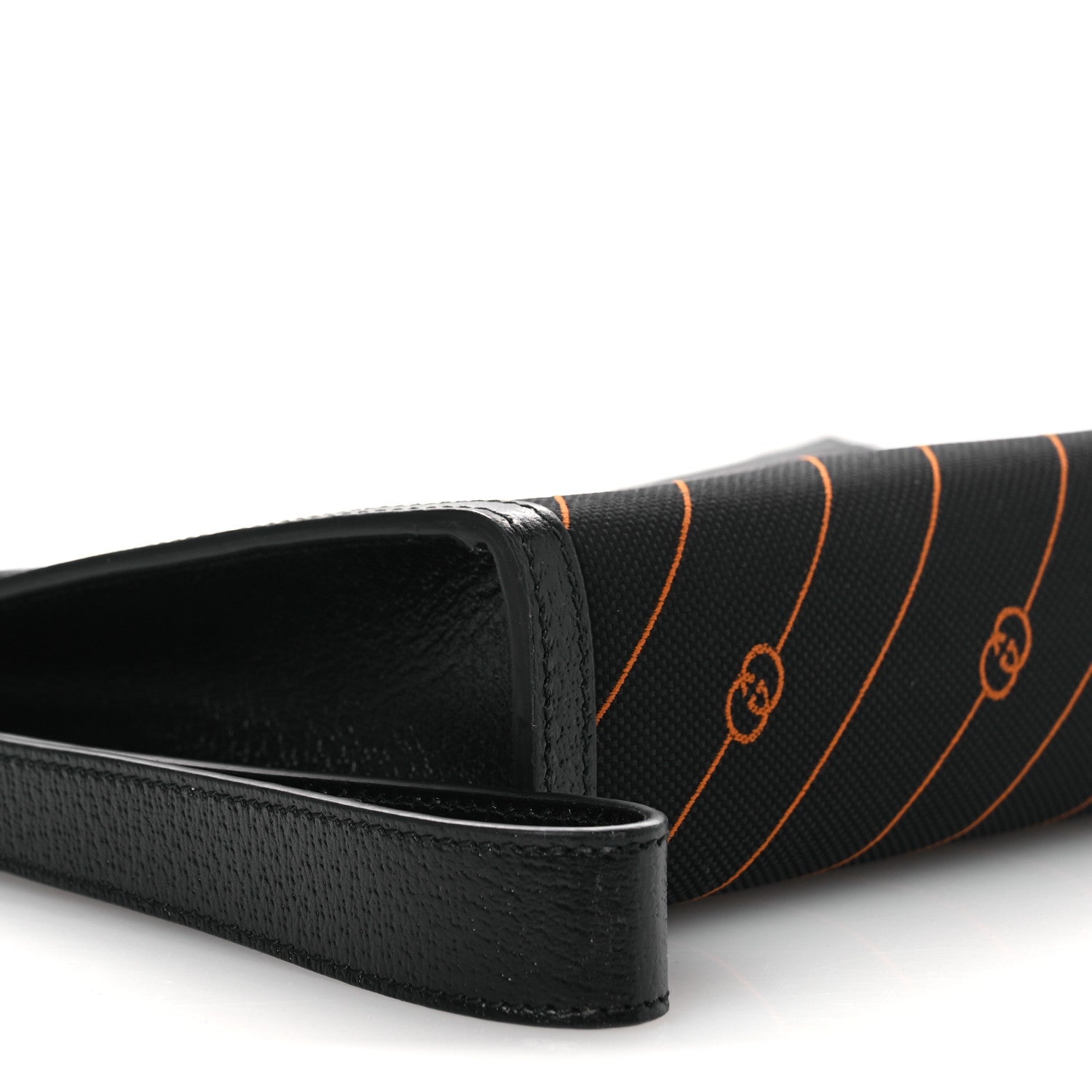 Canvas Diagonal Interlocking G Zip Pouch Black Orange