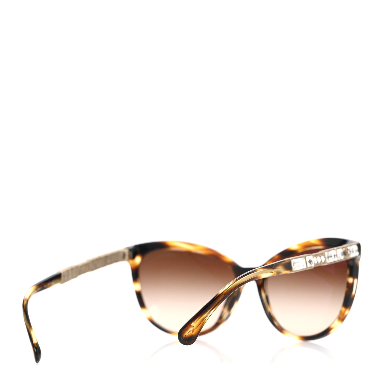 Crystal Baguette Cat Eye Bijou Sunglasses 5307-B Tortoise