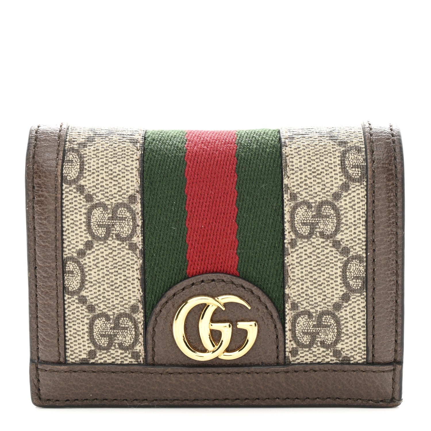 GG Supreme Monogram Web Ophidia Card Case Beige New Acero