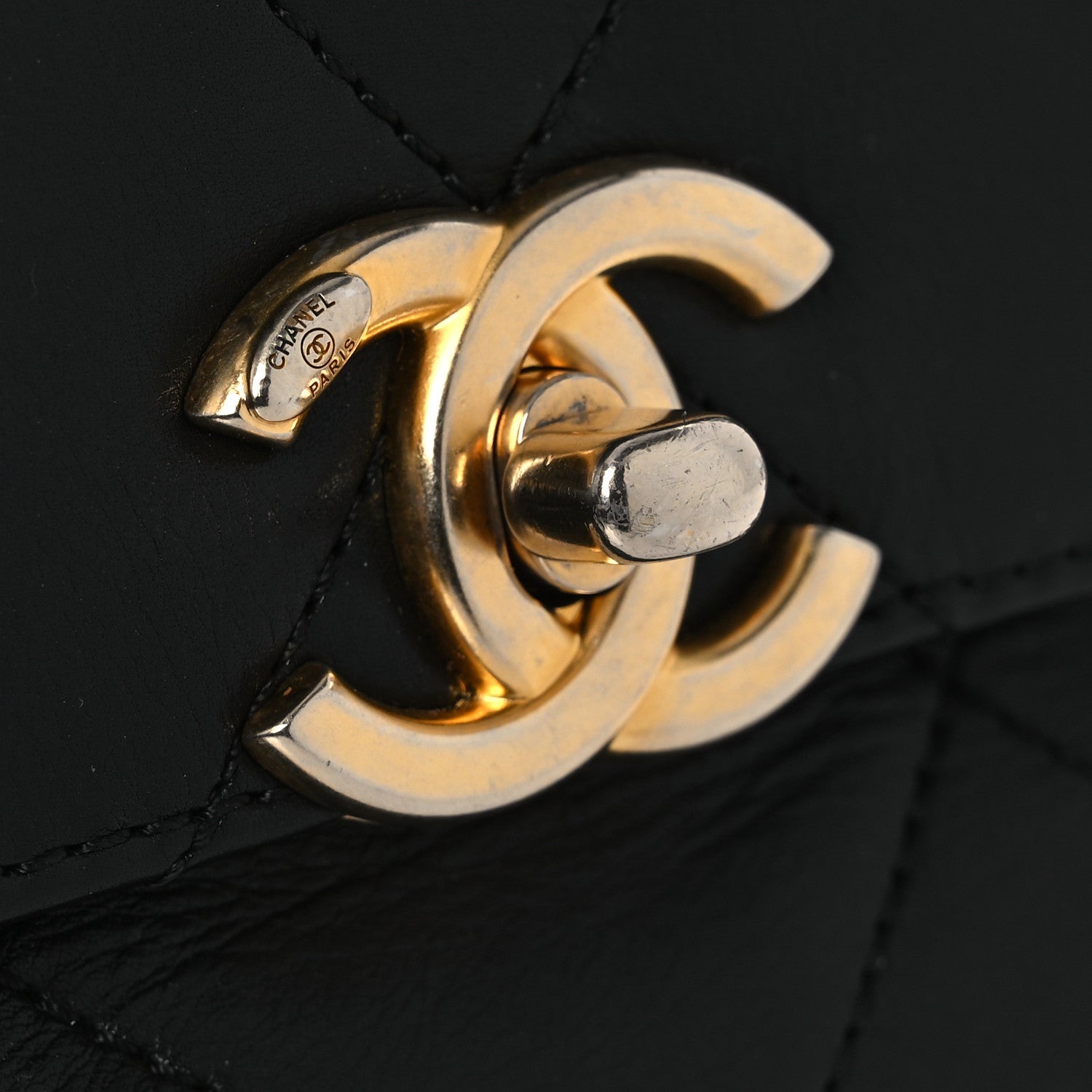 Calfskin Quilted Mini Framing Chain Bag Black