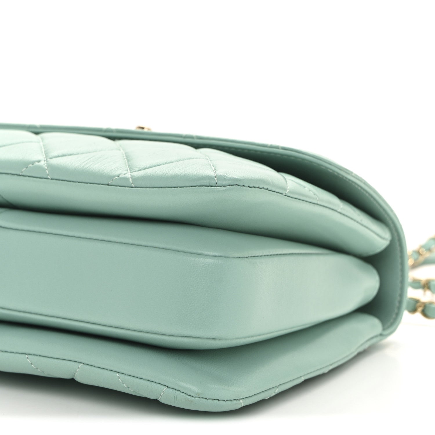Lambskin Quilted Small Trendy CC Flap Dual Handle Bag Turquoise