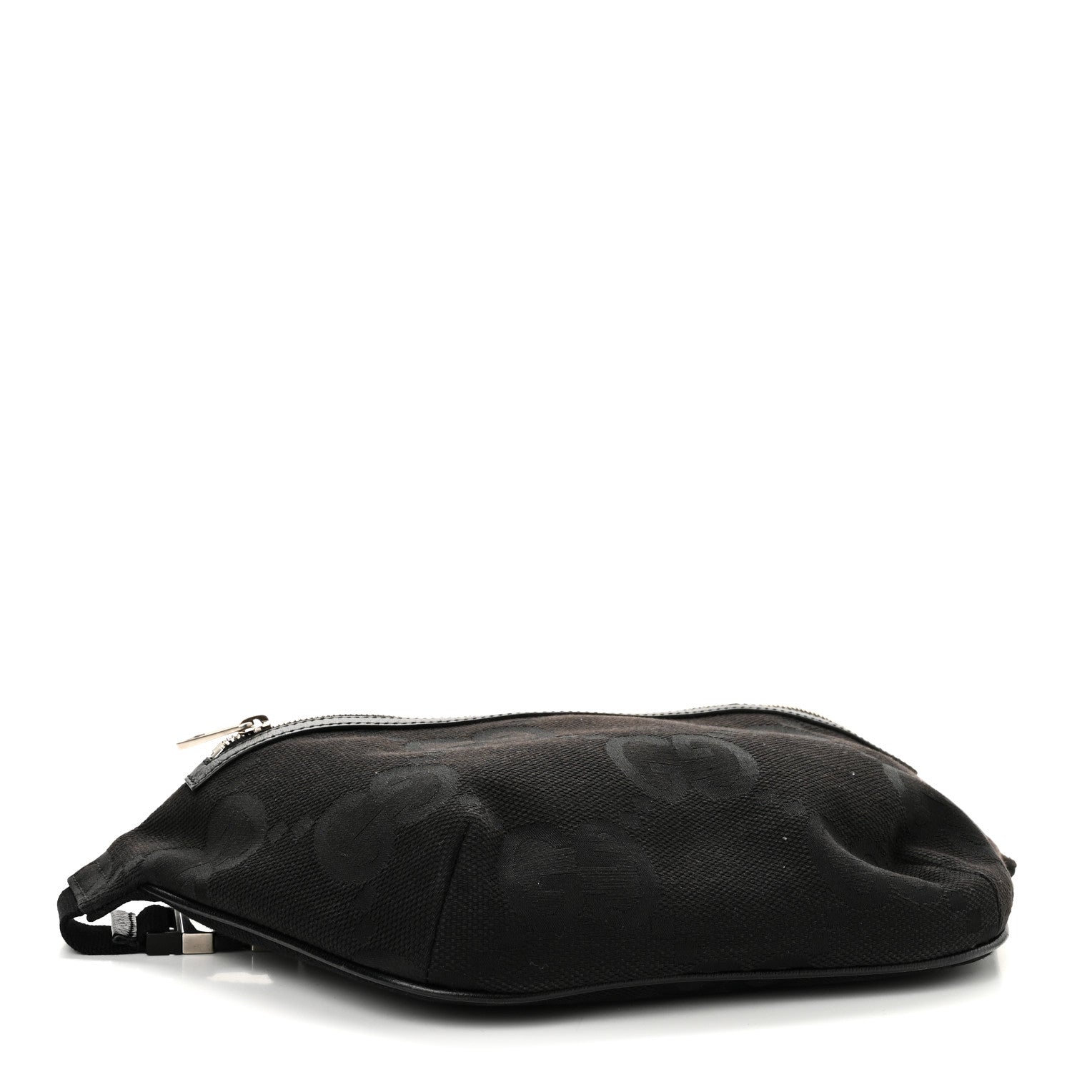 Monogram Jumbo GG Textured Dollar Calfskin Web Belt Bag Black