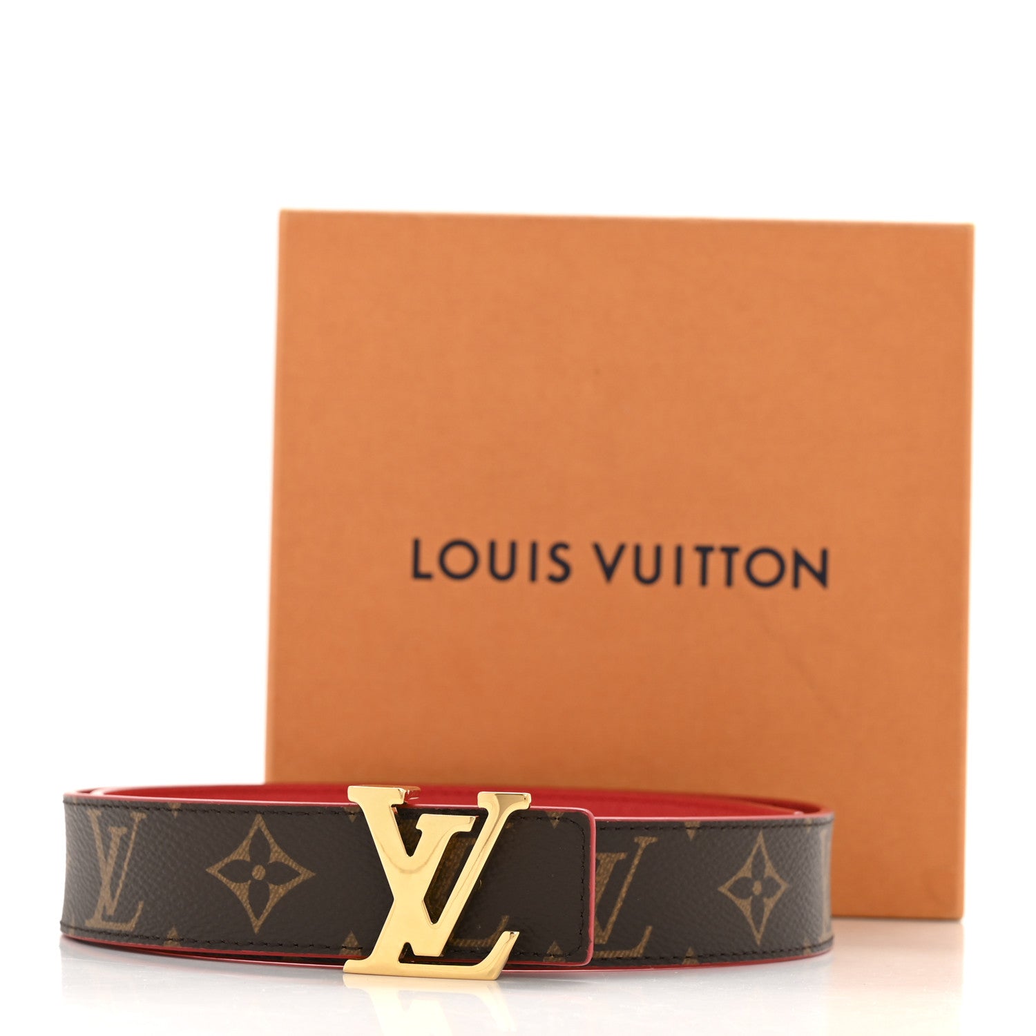 Monogram 30mm LV Initiales Reversible Belt 75 30 Coquelicot