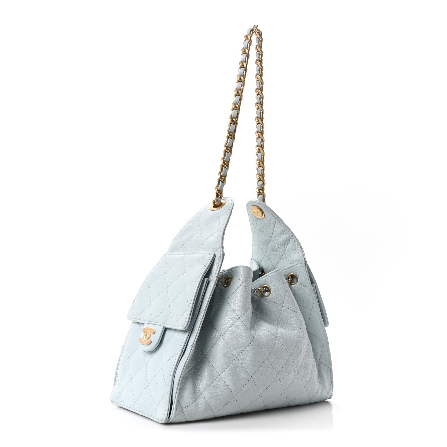 Caviar Quilted Small Chanel 25 Handbag Light Blue