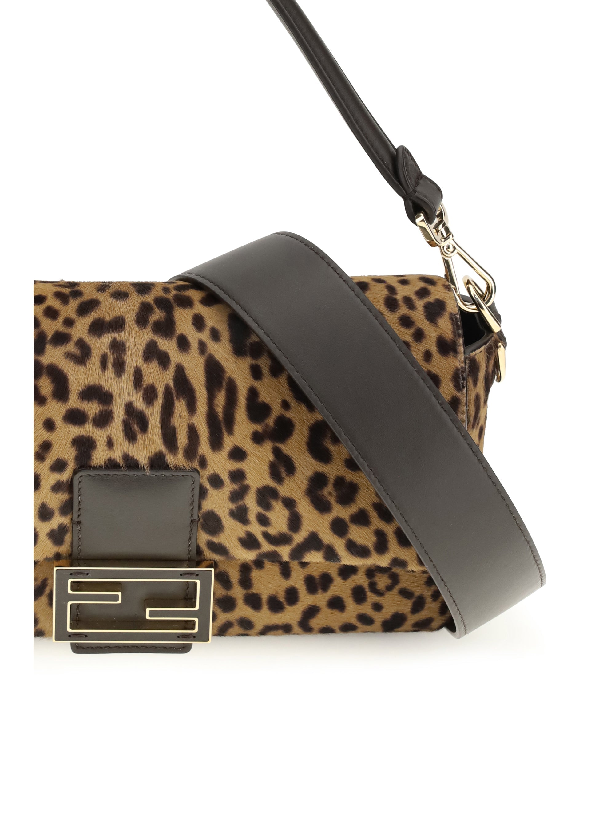 printed pony effect shoulder bag