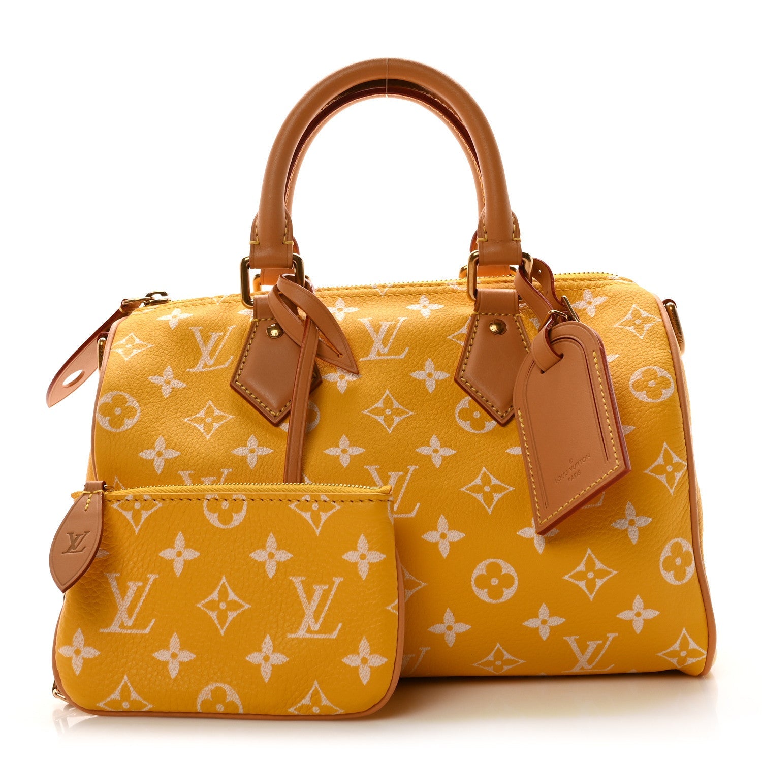 Calfskin Monogram Speedy P9 Bandouliere 25 Jaune Mat