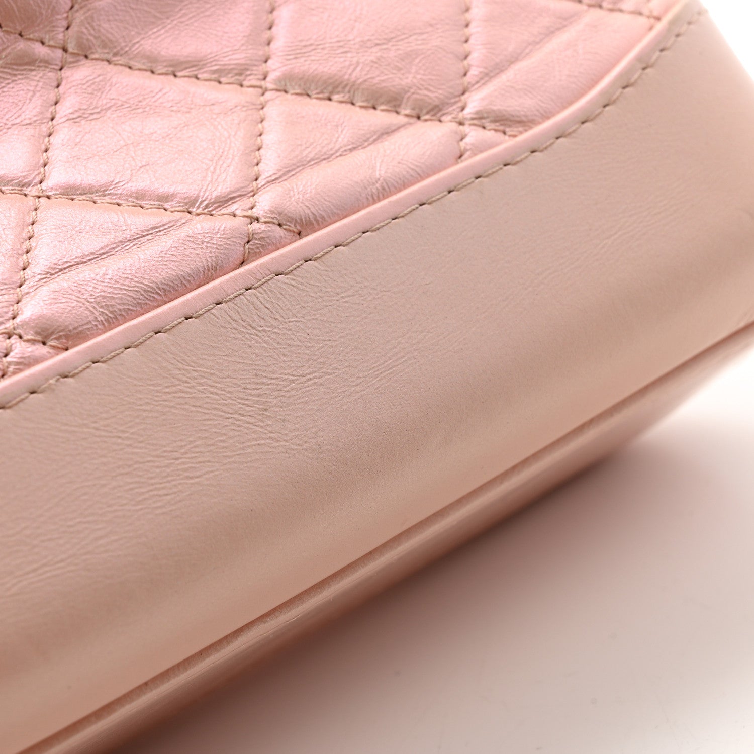 Iridescent Aged Calfskin Quilted Small Gabrielle Hobo Rose
