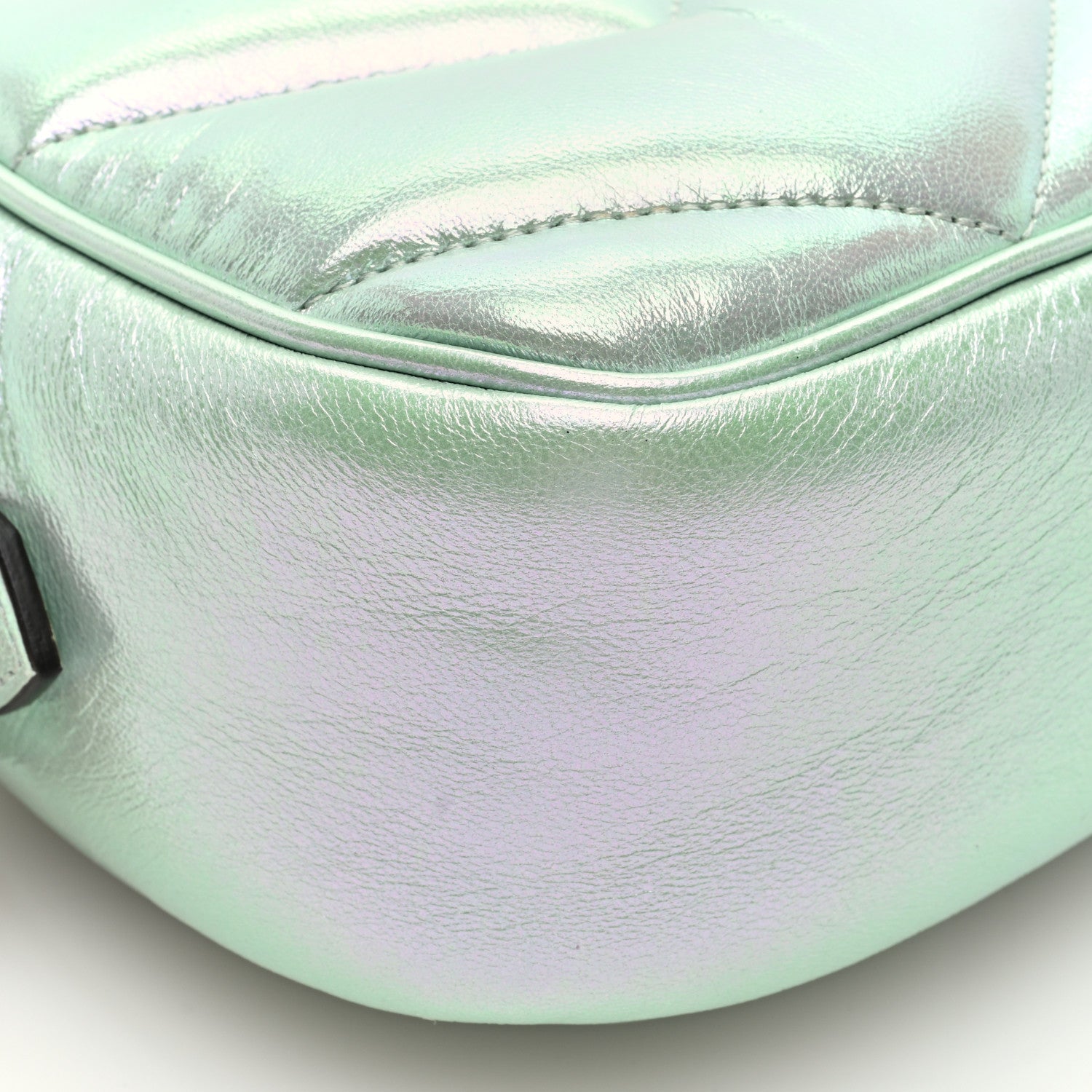 Iridescent Nappa Chevron Matelasse Small GG Marmont Chain Shoulder Bag Iridescent Salvy Green