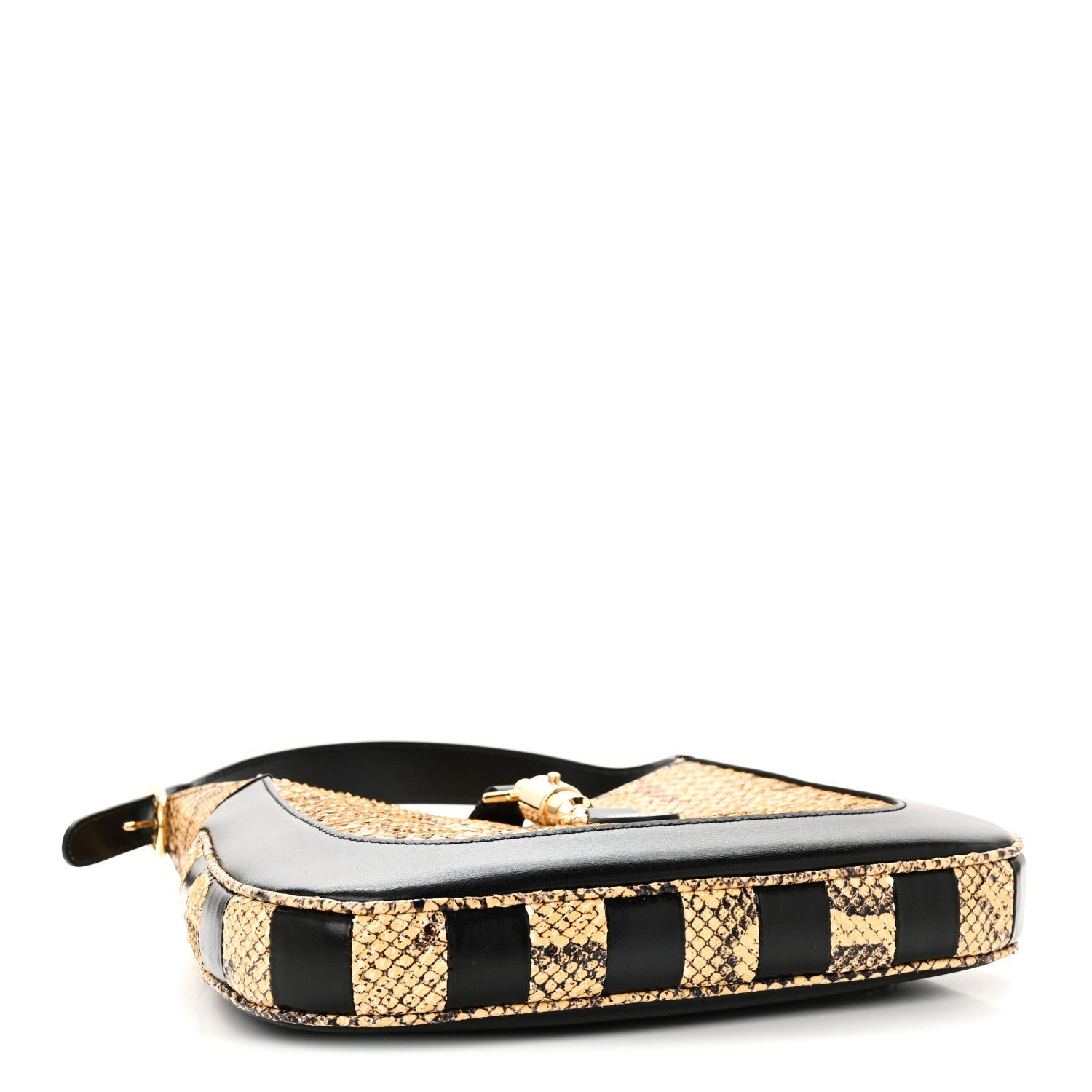 Snakeskin Calfskin Small Jackie 1961 Hobo Beige Black