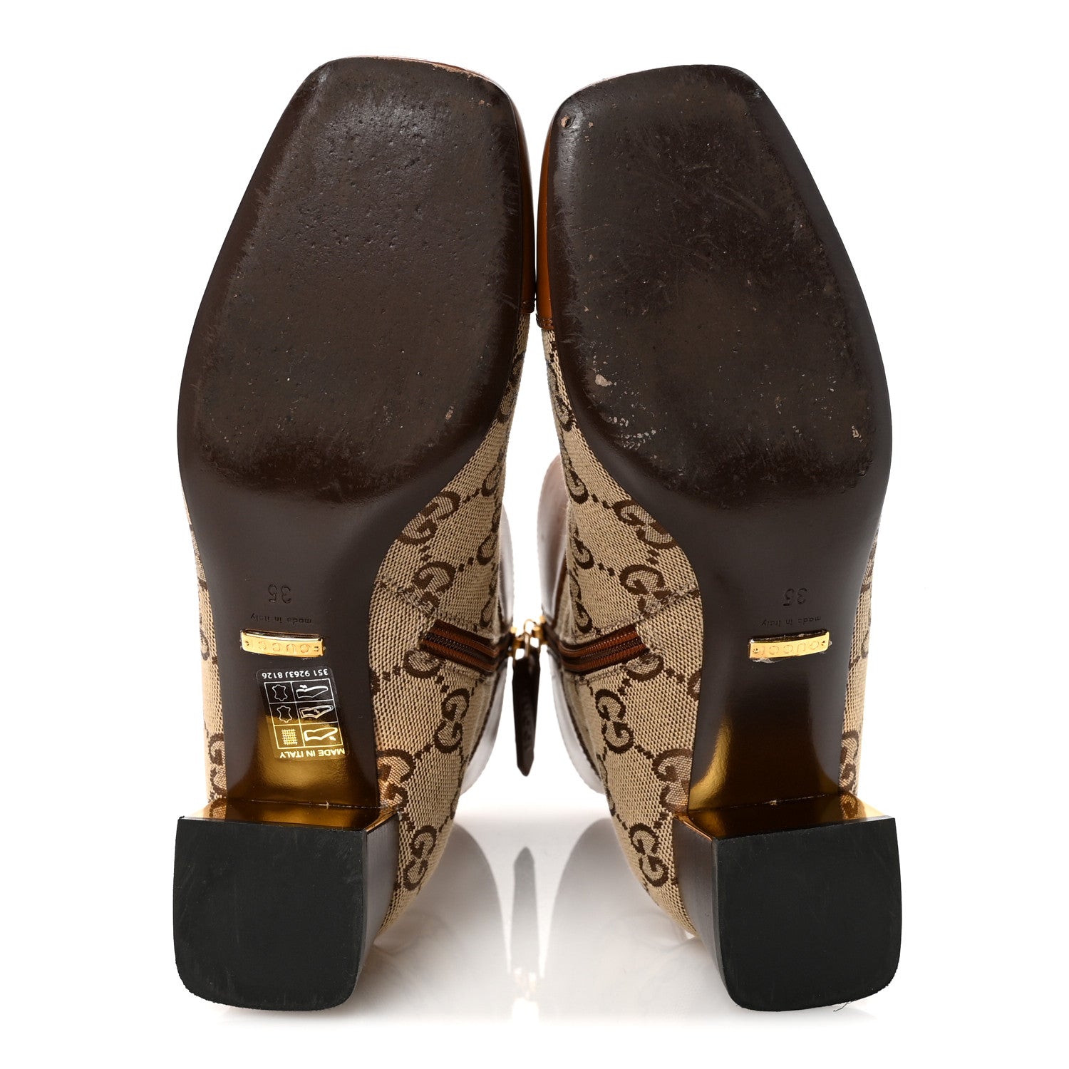 Monogram Cordovan Lux GG Ankle Boots 35 Beige Cuir