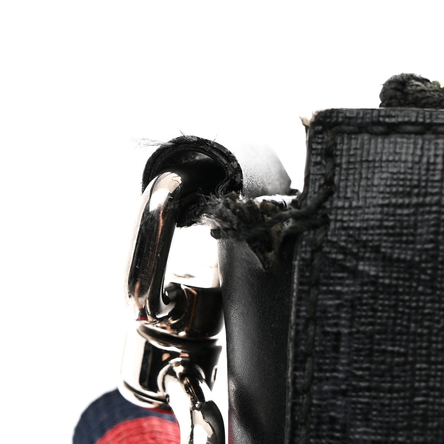 GG Supreme Monogram Appia Calfskin Web Flat Messenger Bag Black Grey