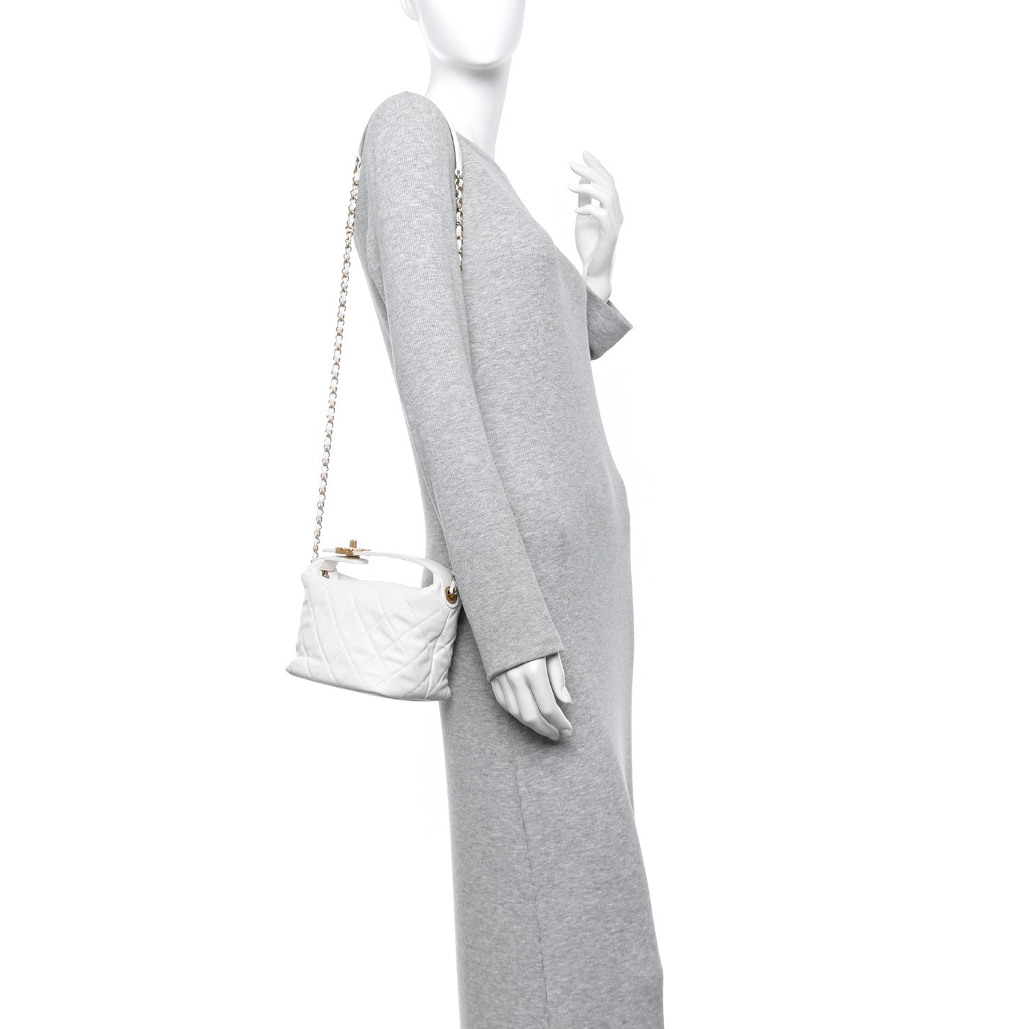 Lambskin Quilted Small Perfect Meeting Hobo White