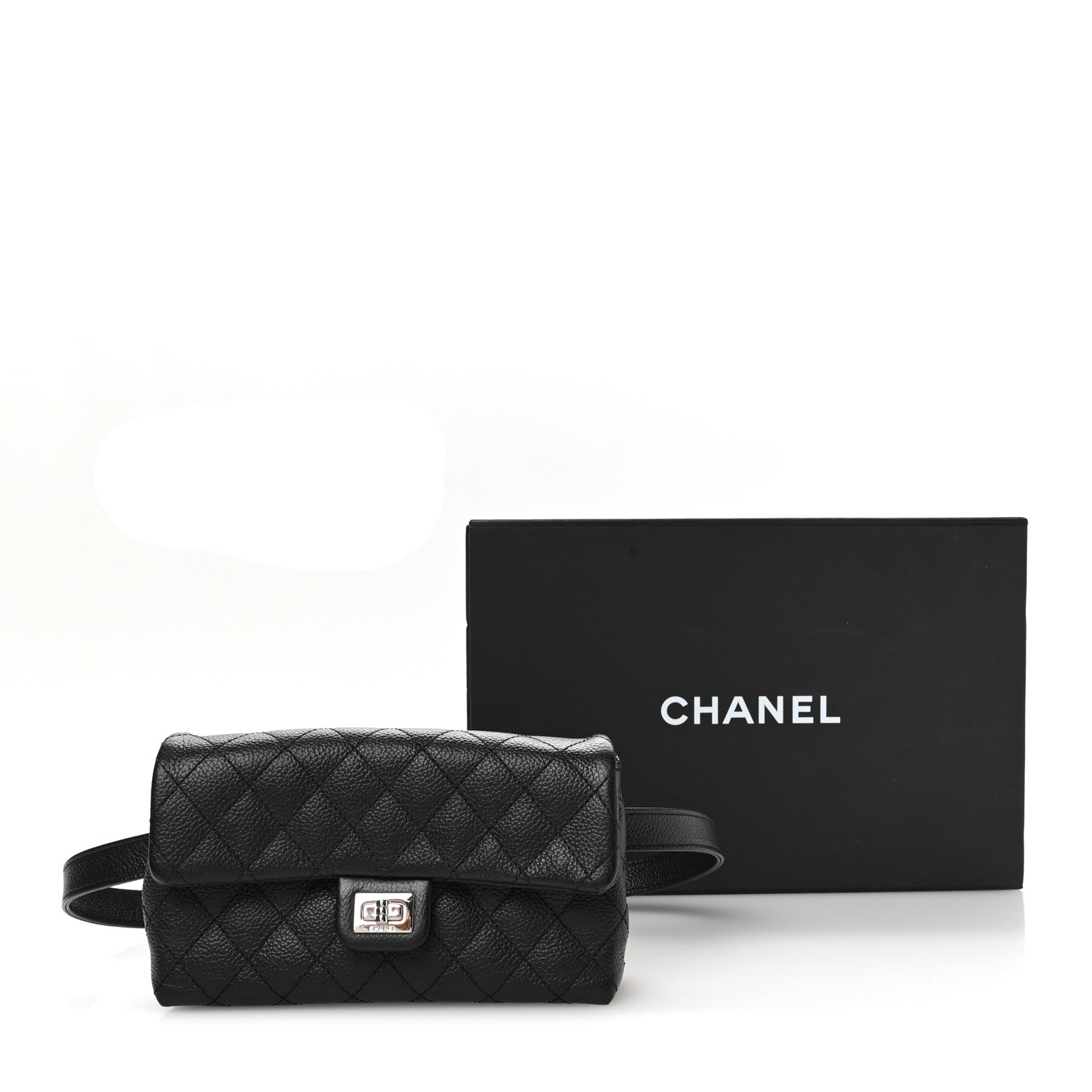 Grained Calfskin Quilted 2.55 Reissue Flap Belt Bag Clutch Black
