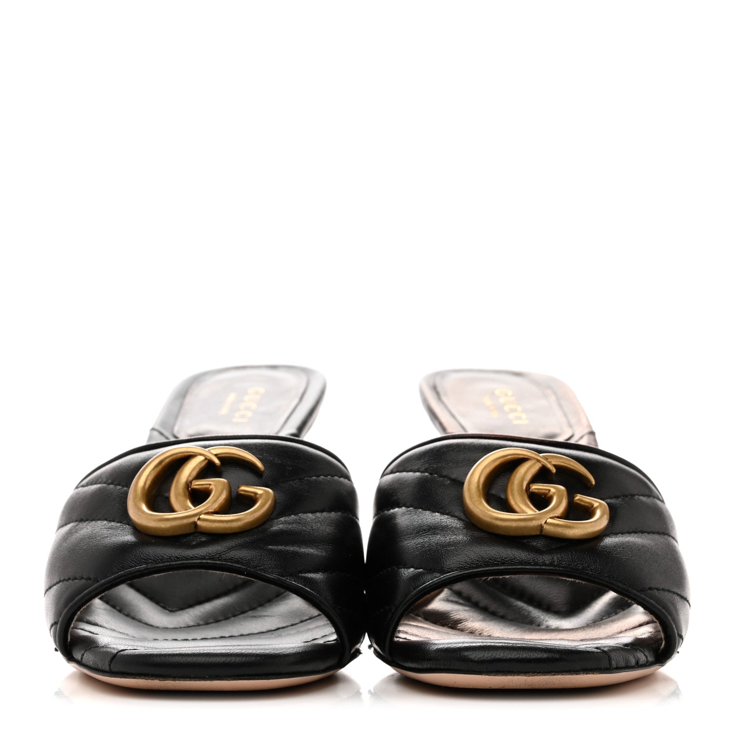 Nappa Matelasse GG Marmont 75mm Slide Sandals 37 Black