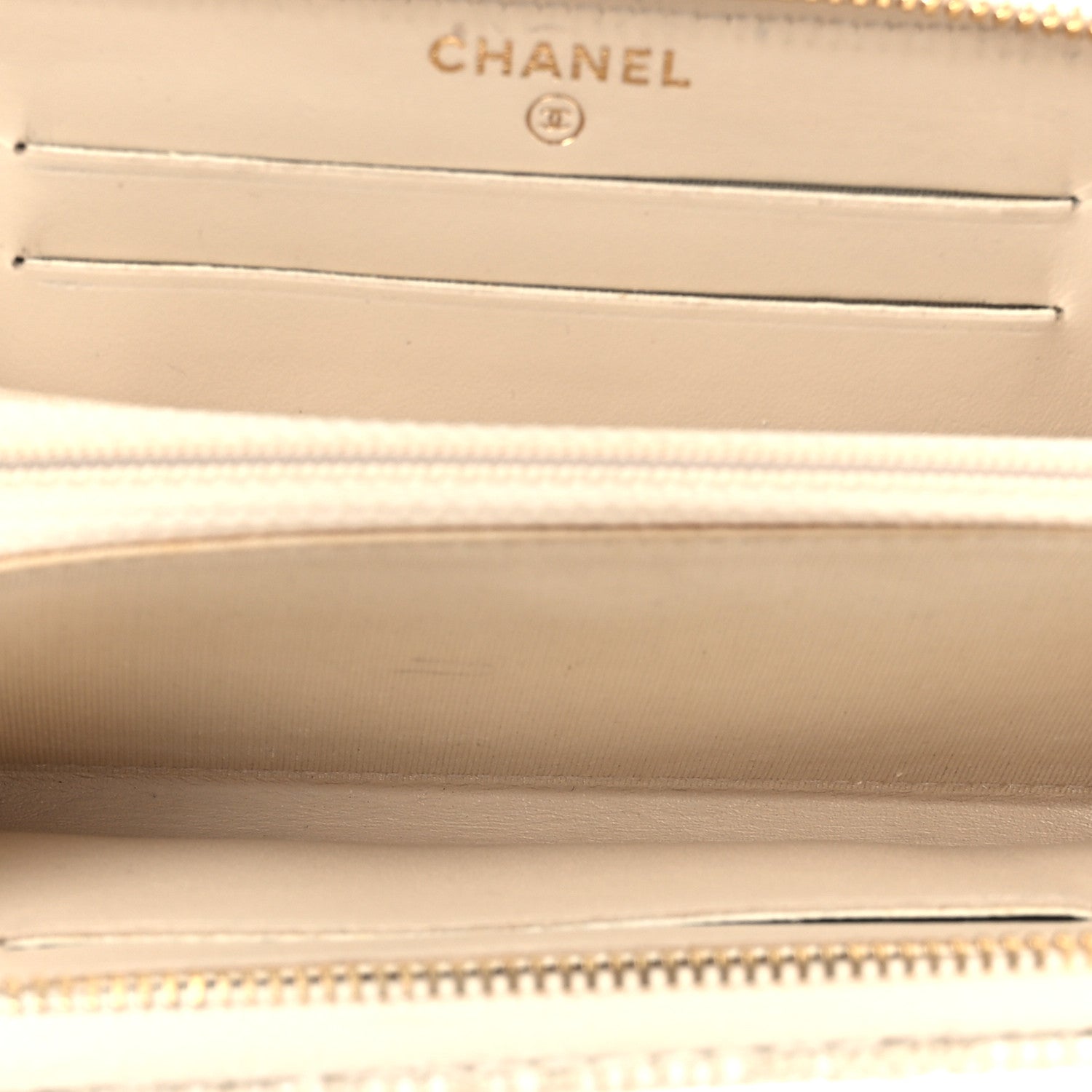 Lurex Canvas Deauville Medium Zip Around Wallet Beige